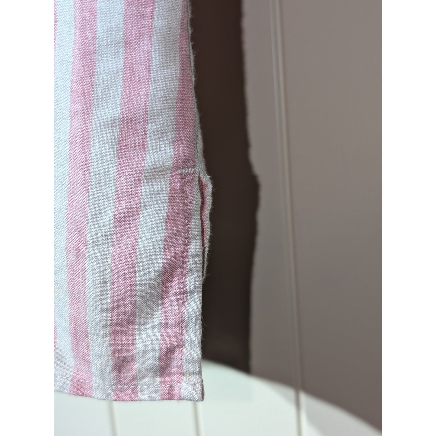 Faherty Malibu Pink Stripe Sleeveless Linen Button Front Shirt Womens Sz XL