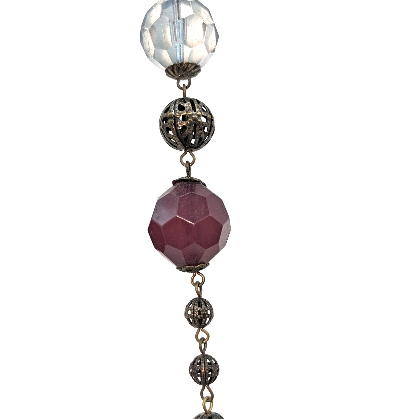 Made to Look Antique Faceted Lucite & Filigree Ball Bead Chain 28" Necklace