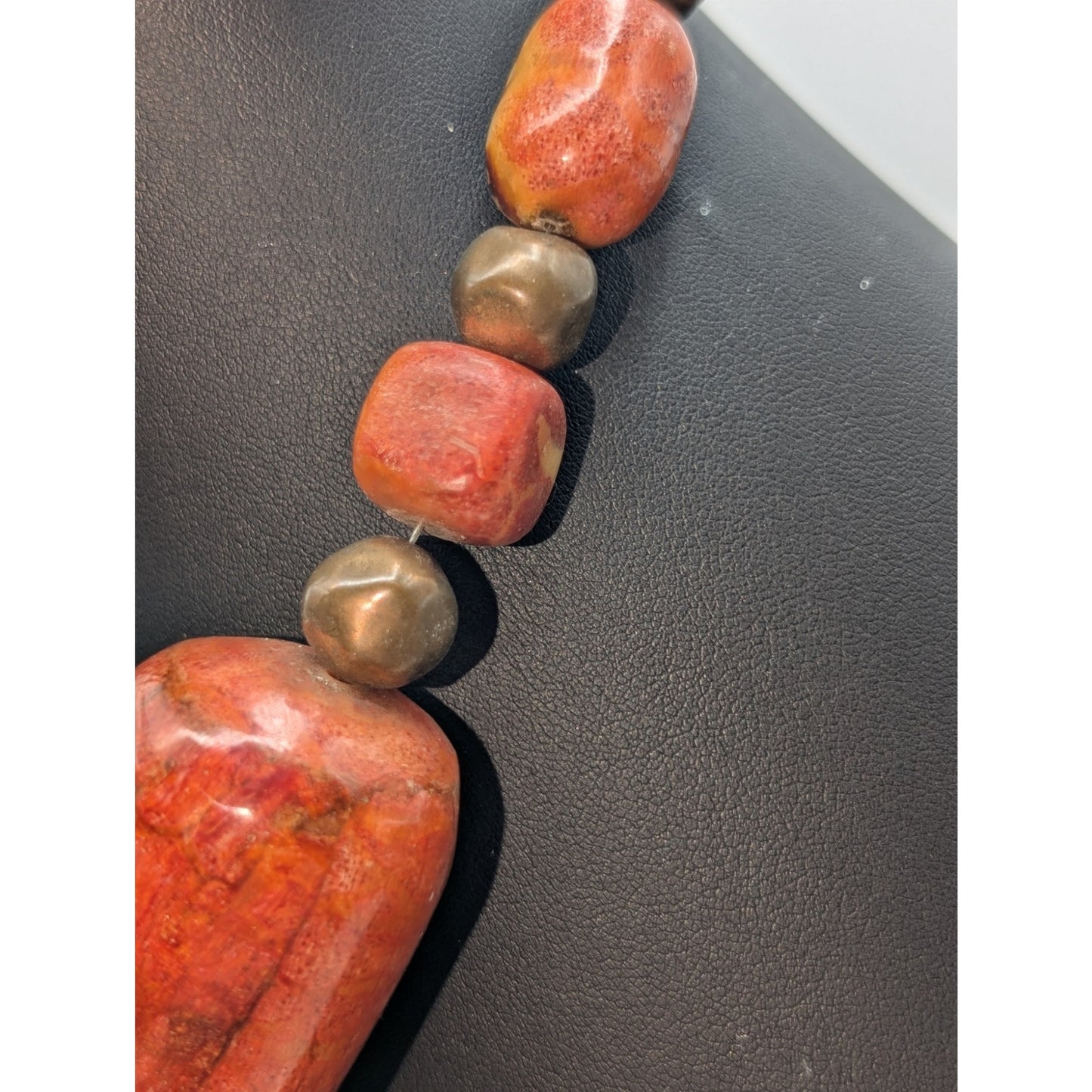 Vintage Tribal Heishi Coconut Shell Bead Resin/Wood Painted Bead 19" Necklace