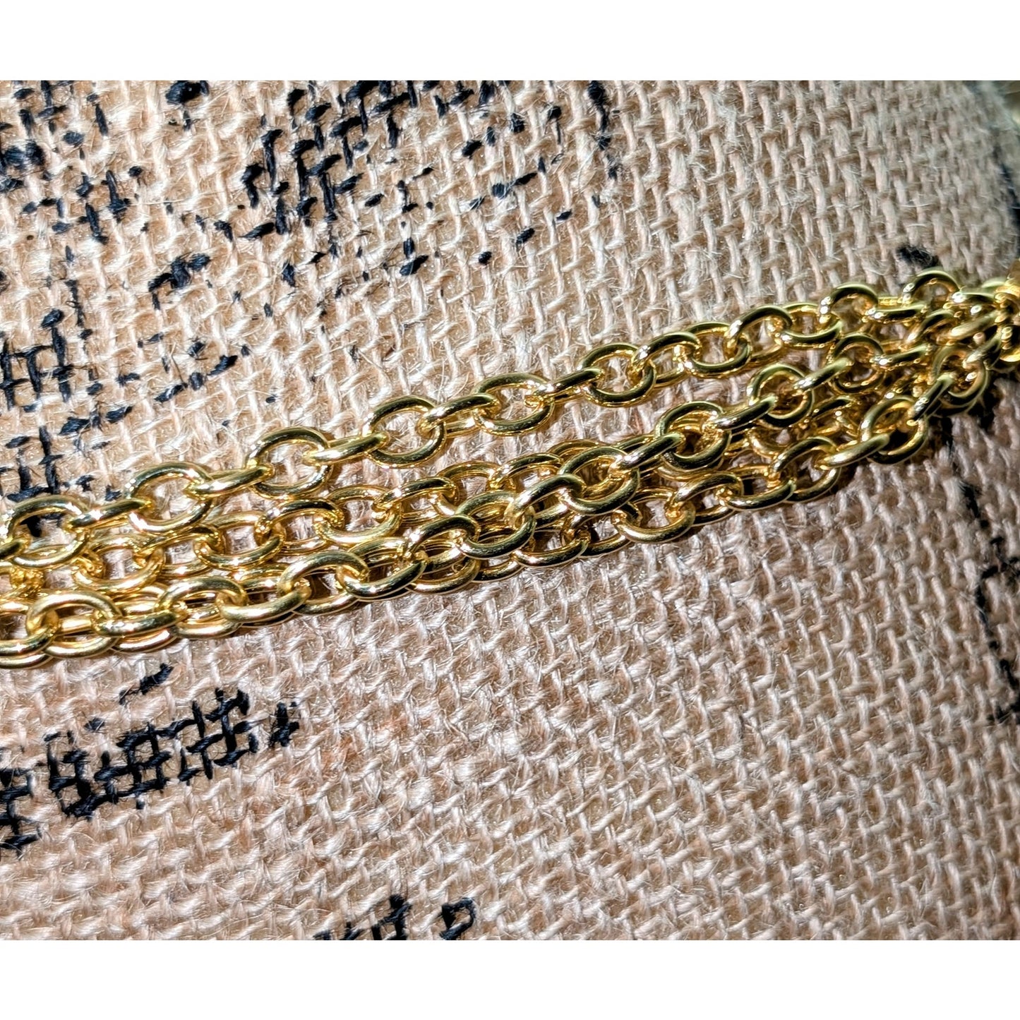 Multi-Strand Goldtone Chain Link Rootbeer Acrylic Ball Bead Chain Belt 30"-35.5"
