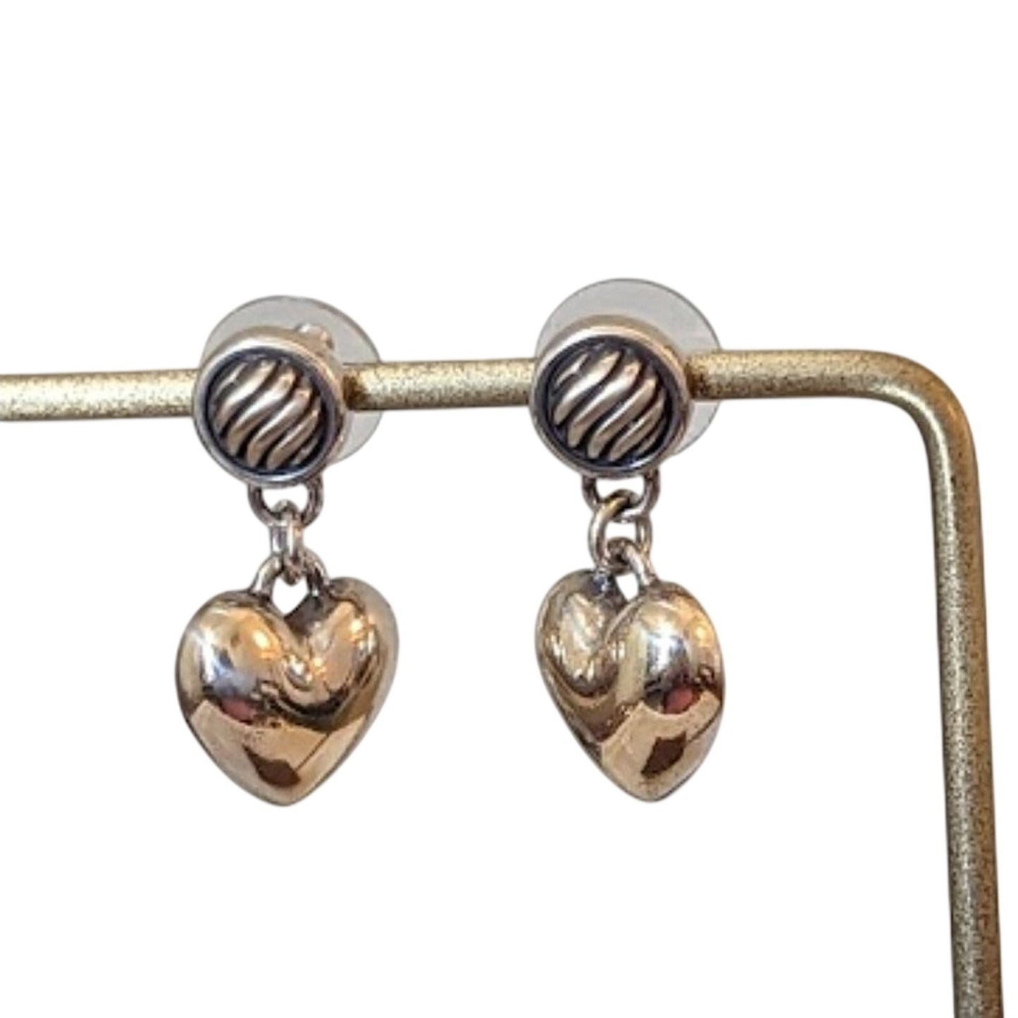 Brighton Puff Heart Dangle Post Earrings With a Surprise in the Back