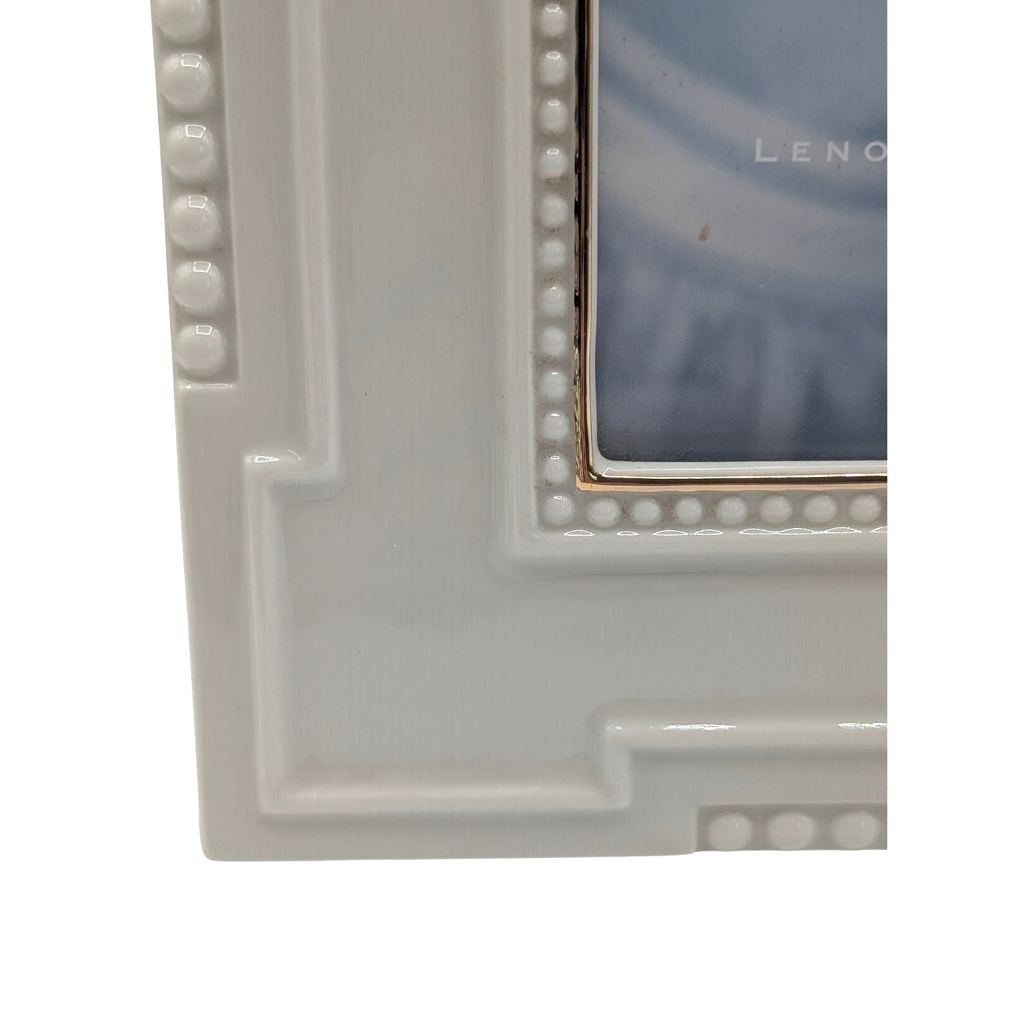VTG Lenox Portraite Gallery 5" X 7" Glass Gold Trim Beaded Photo Frame