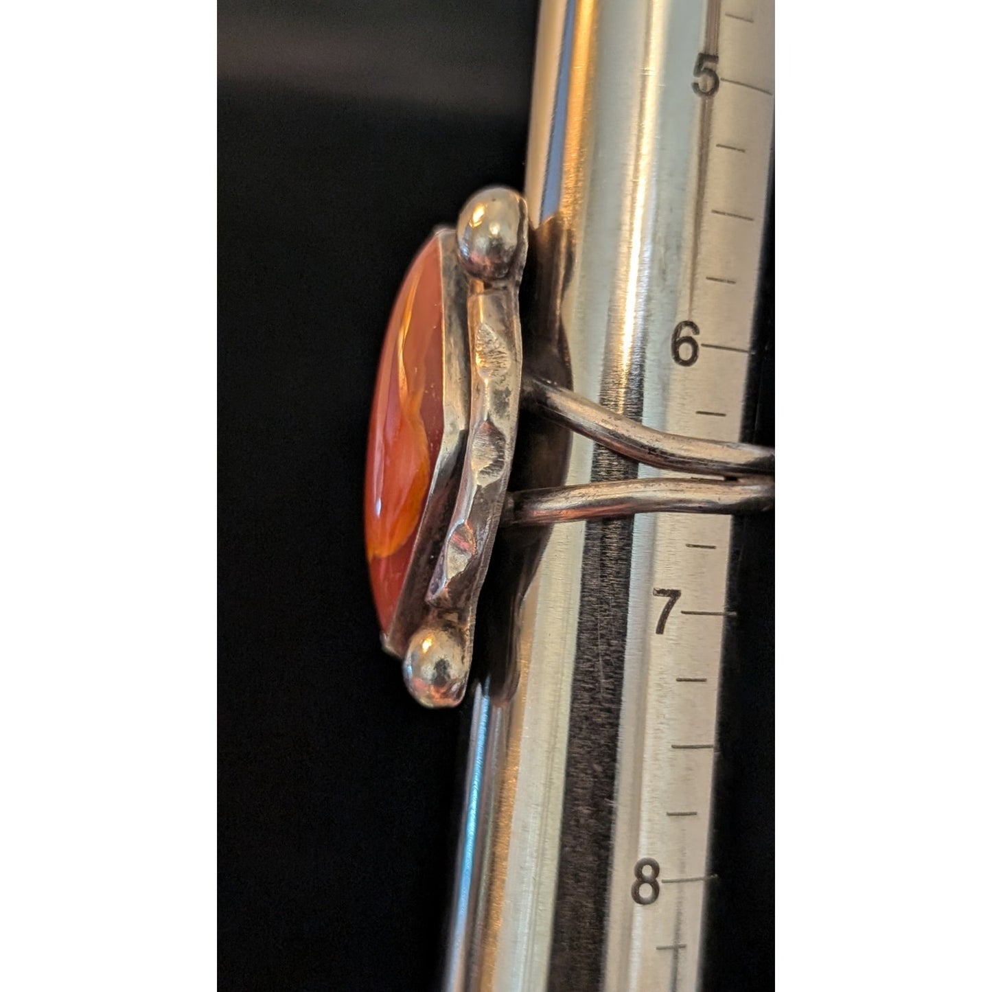 Vintage Navajo Native American Red Stone 925 Sterling Silver Ring Size 6.5