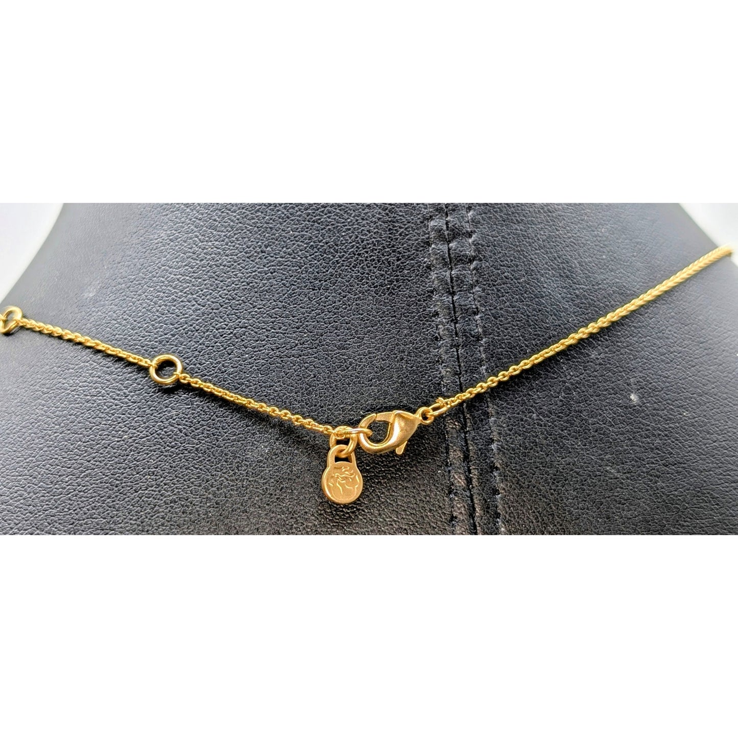 Spartina 449 Gold Tone AB Crystal Peace Sign Pendant Chain Necklace