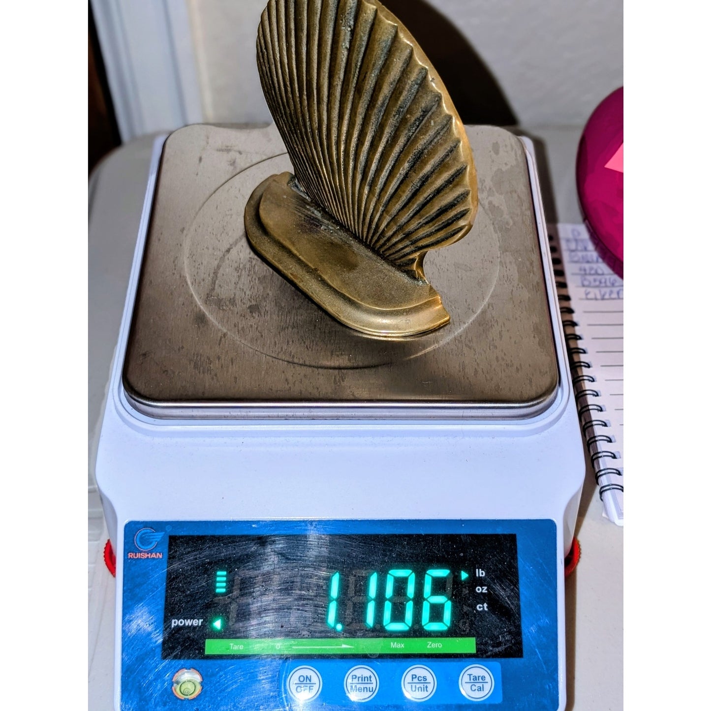 Vintage 1960s Seiden International Solid Brass Scallop Shell Bookend Doorstop