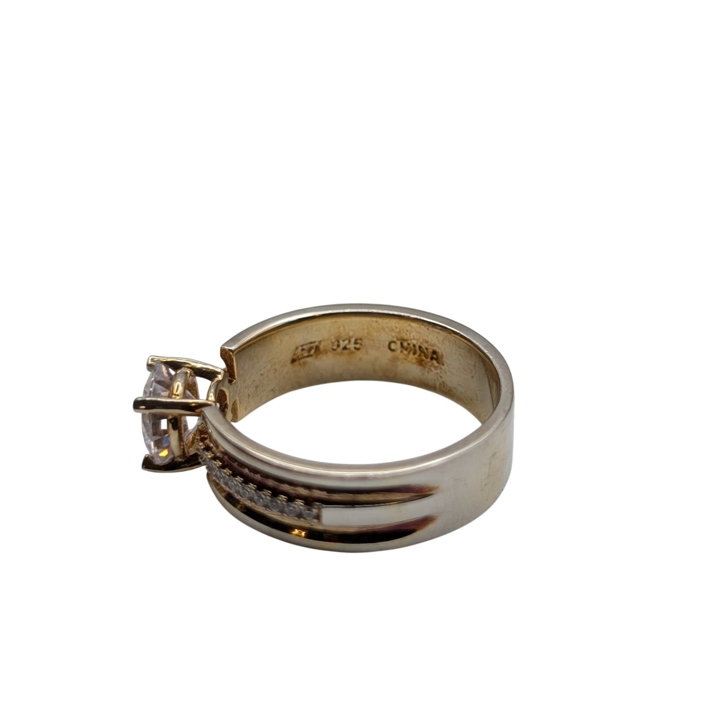 925 Sterling & Vermeil Two Tone CZ Band Ring Size 7