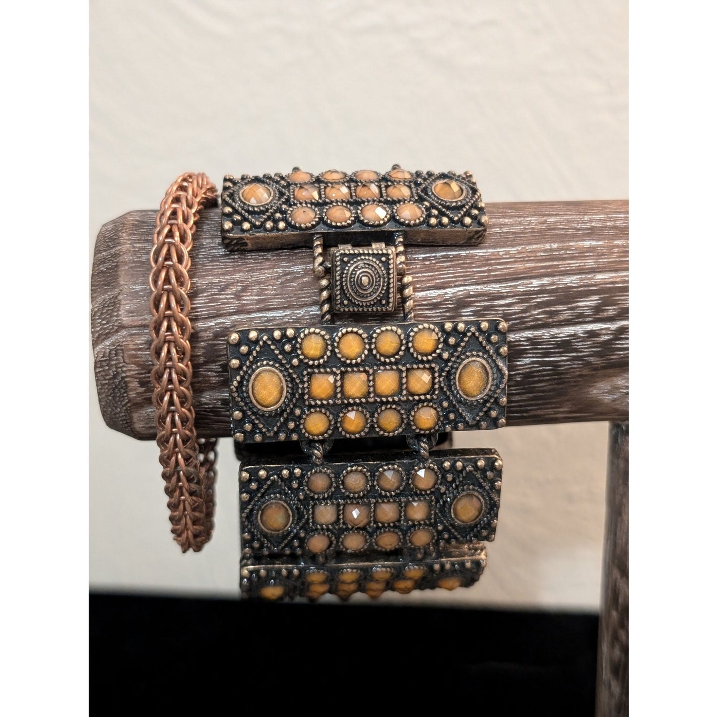 Lia Sophia Kiam Family by Lia Sophia Chunky Link Bronze Color Bracelet Plus Two
