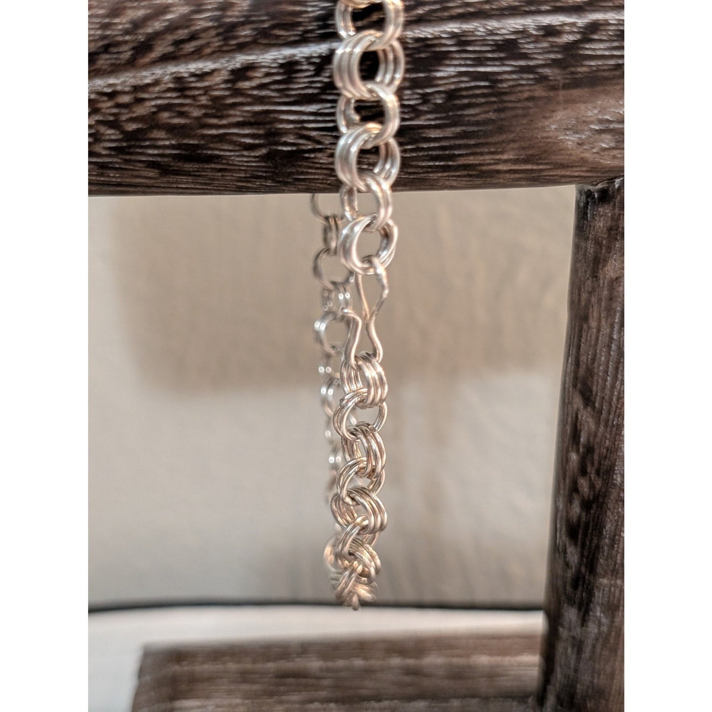 Vintage Triple Link Double Link 9" Charm Bracelet W/ Hook Clasp