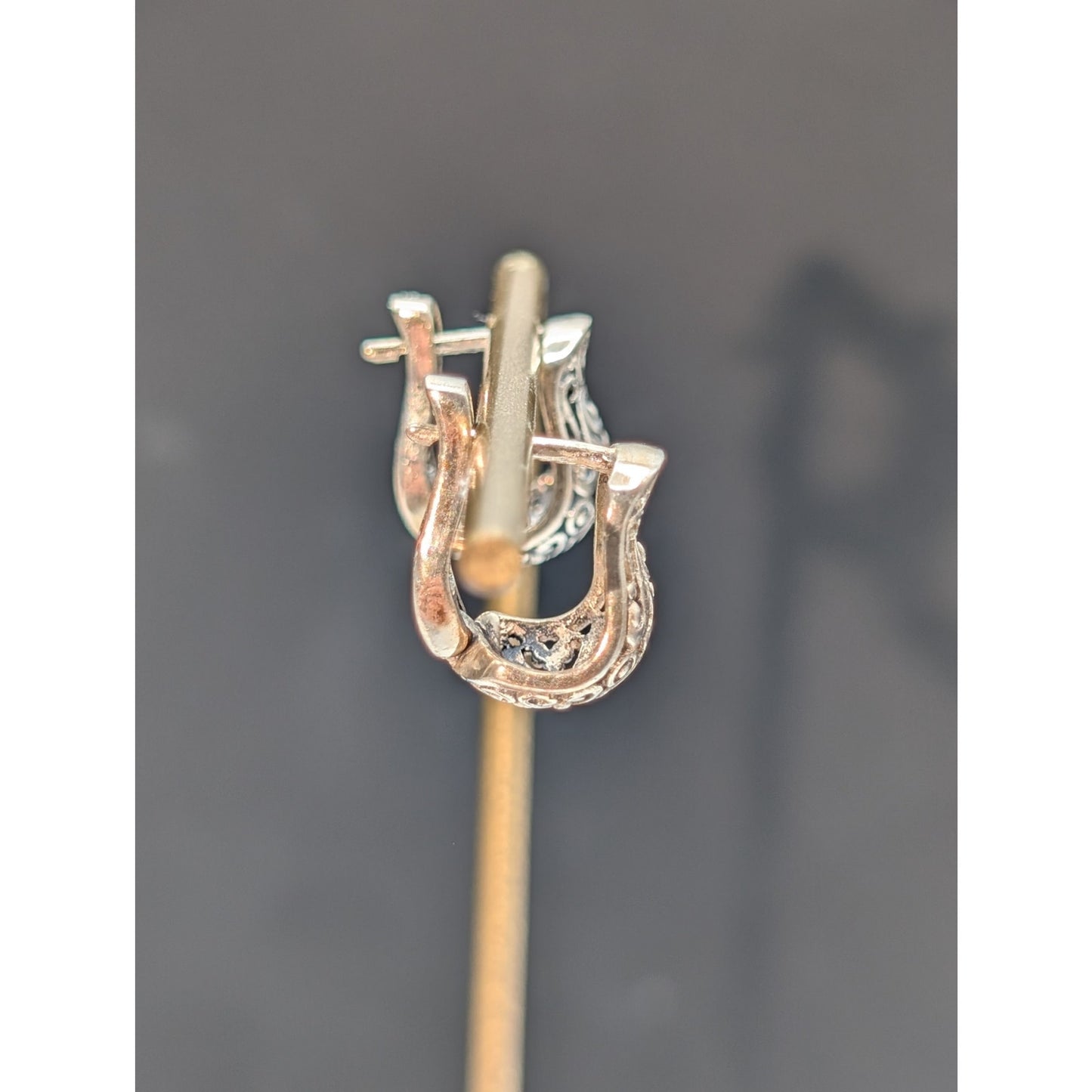 Vintage 925 Sterling Silver Filigree Small Hoop Earring