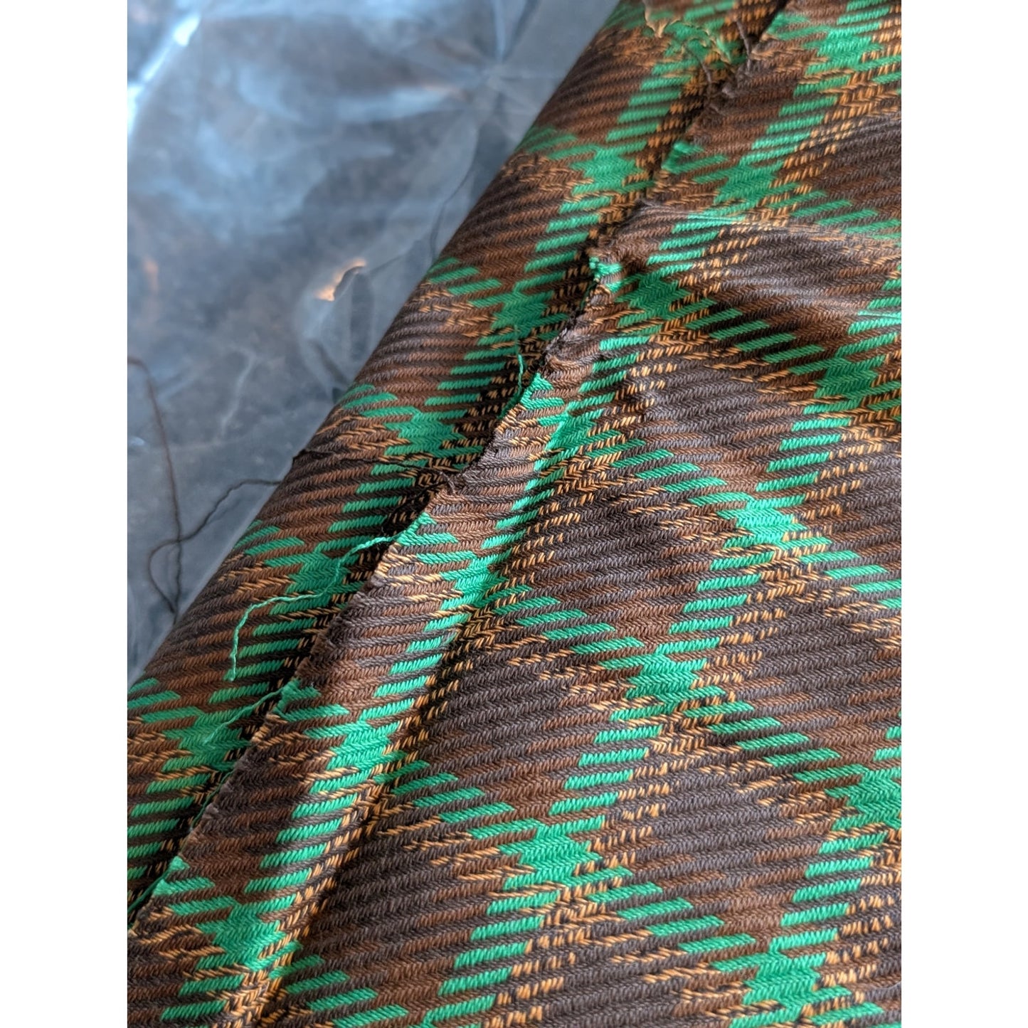 NWOT Brown Bronze Green Plaid Fabric Remnant 94" X 84"