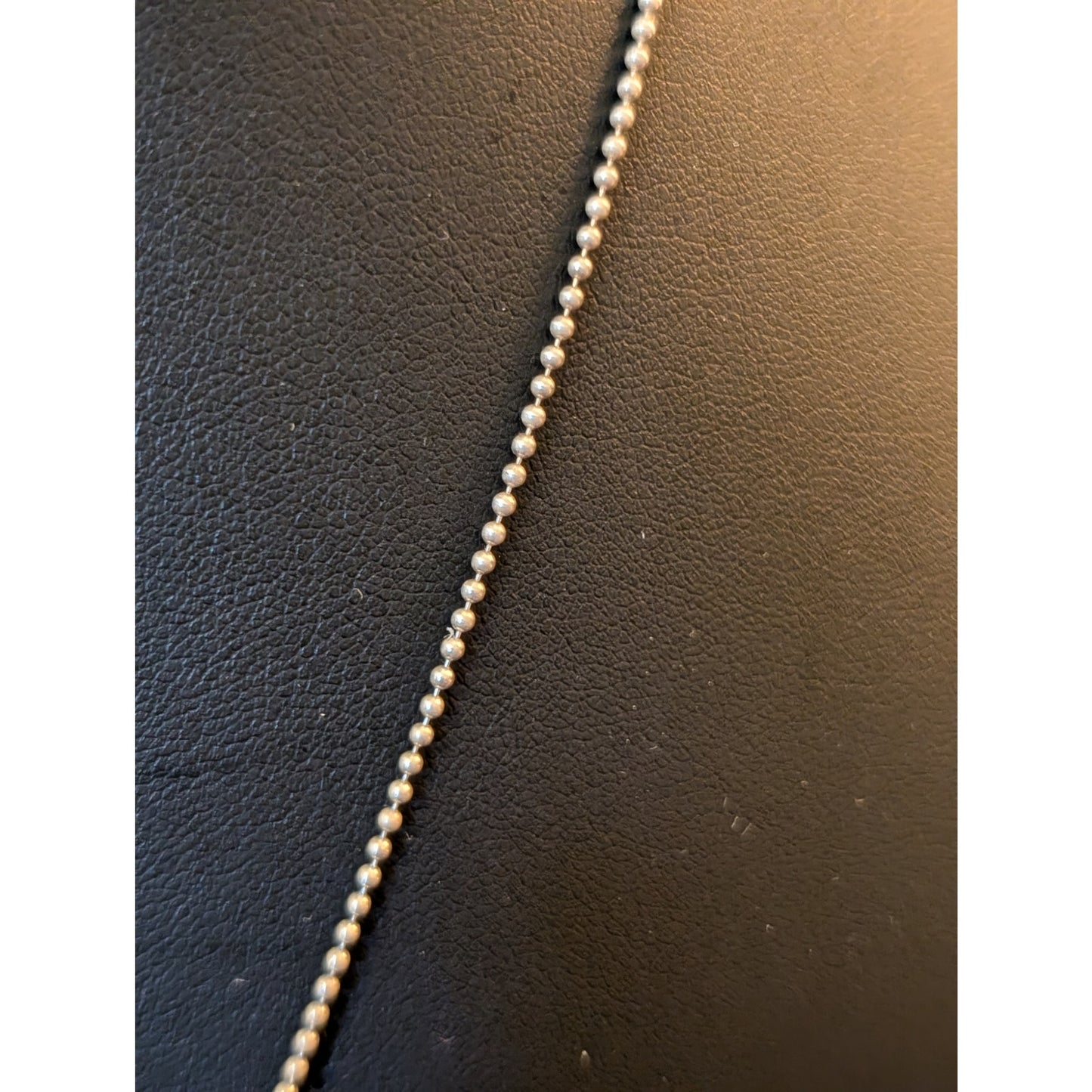 Vintage Sterling Blue Stone Pendant Bead Ball Sterling Chain Necklace