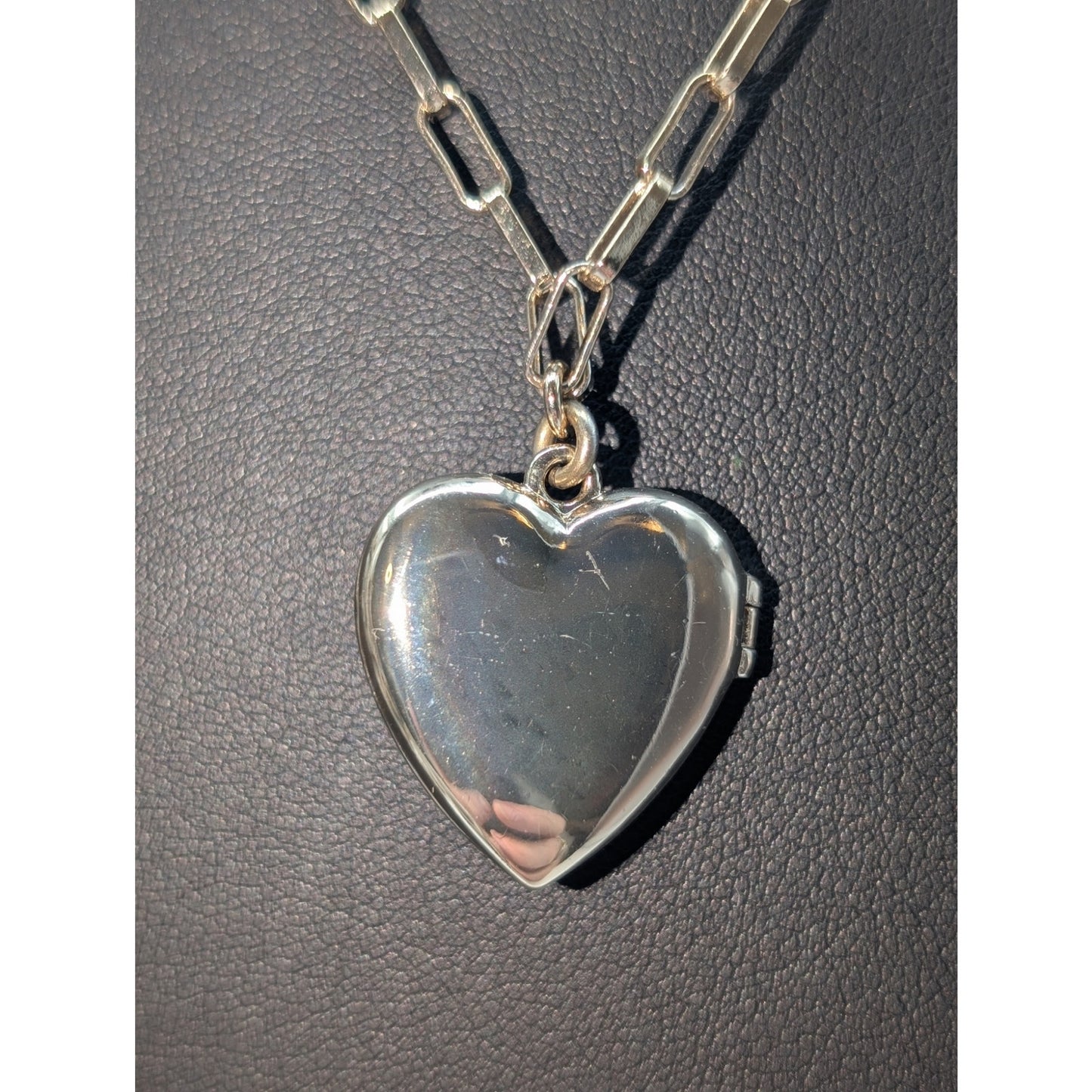 J. Crew Lightly Gold Washed Paper Clip Chain Etched Locket 18" Necklace
