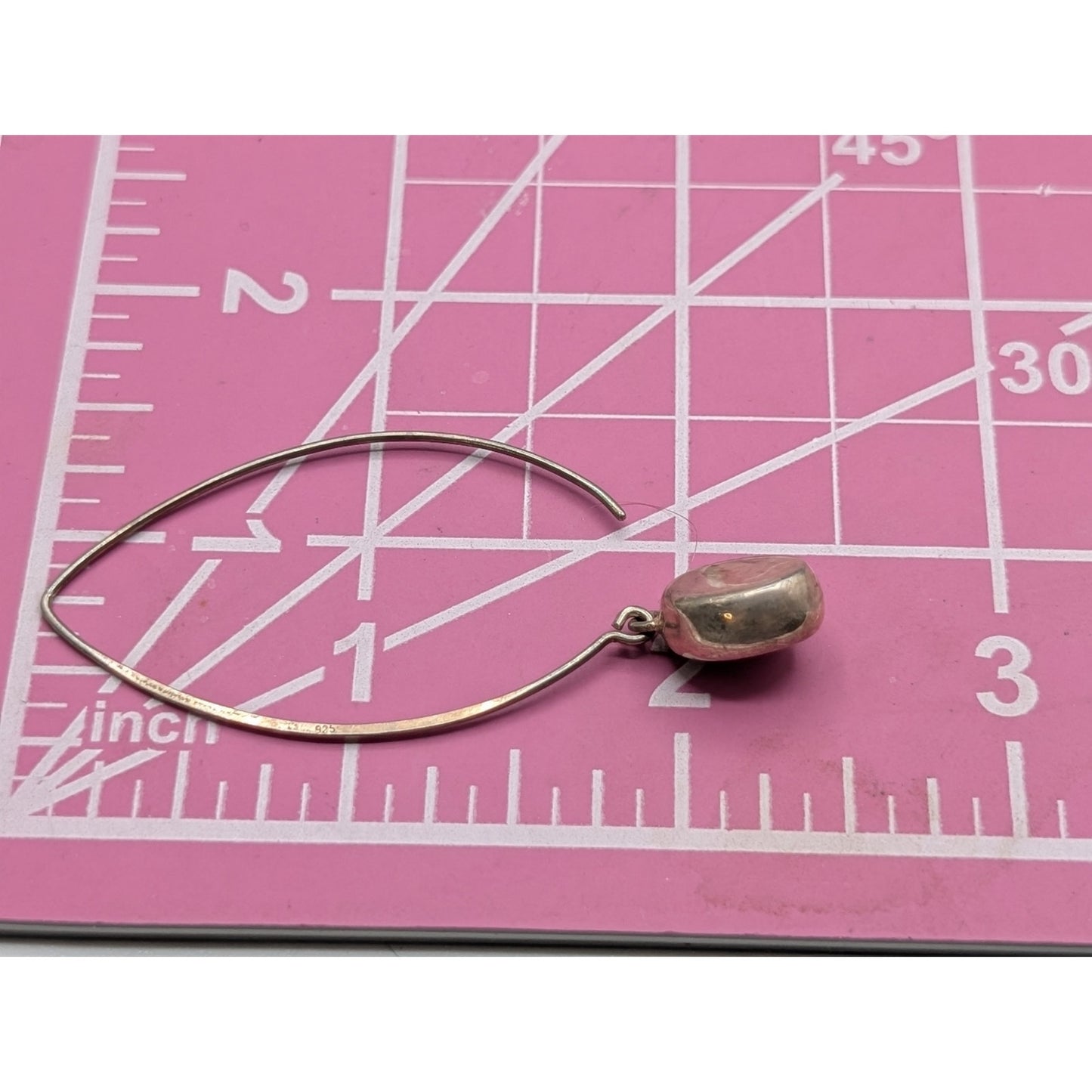 925 Sterling Silver Long Wire Bead Dangle Earrings