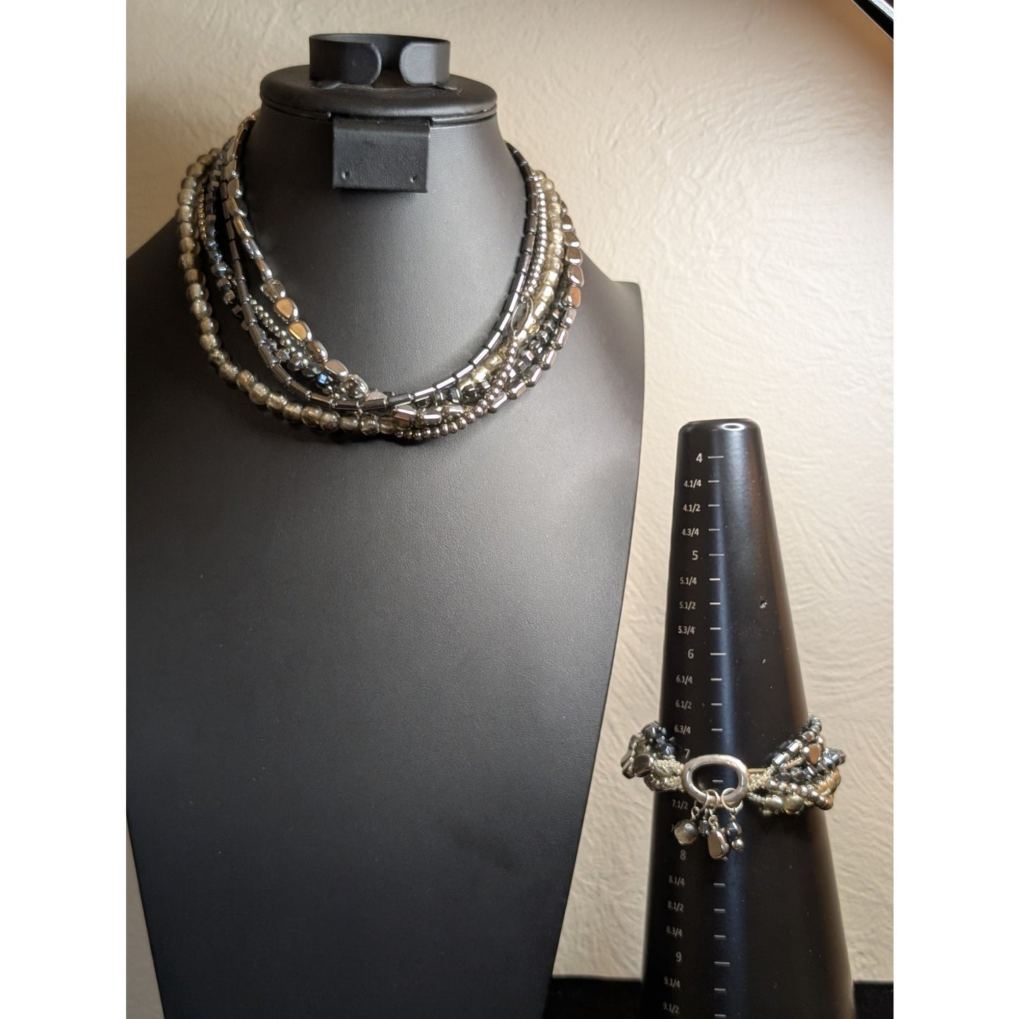 SILPADA Retired Foiled Glass Sterling Silver Necklace & Matching Bracelet Set