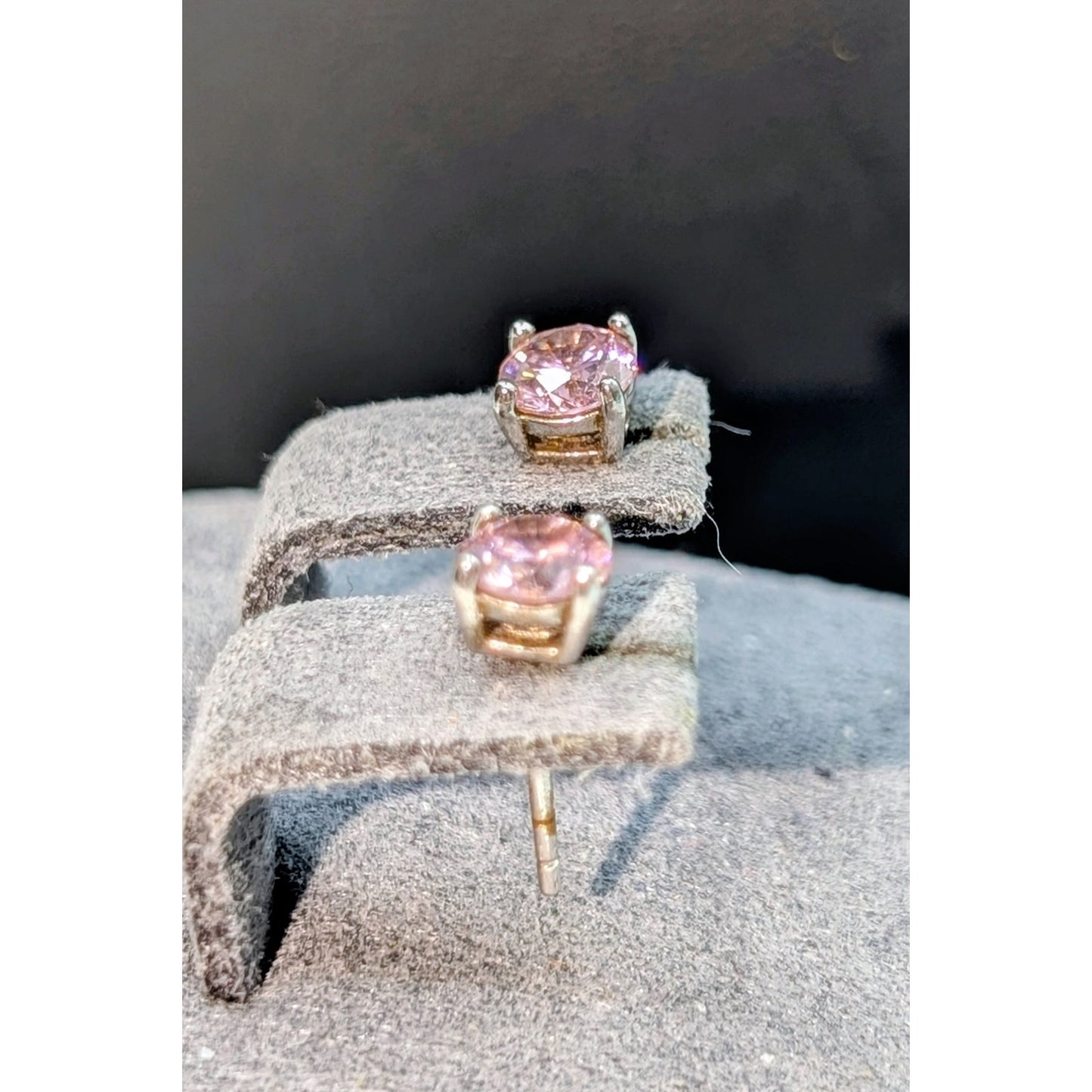 925 Sterling Silver Pink Crystal Stud Earrings