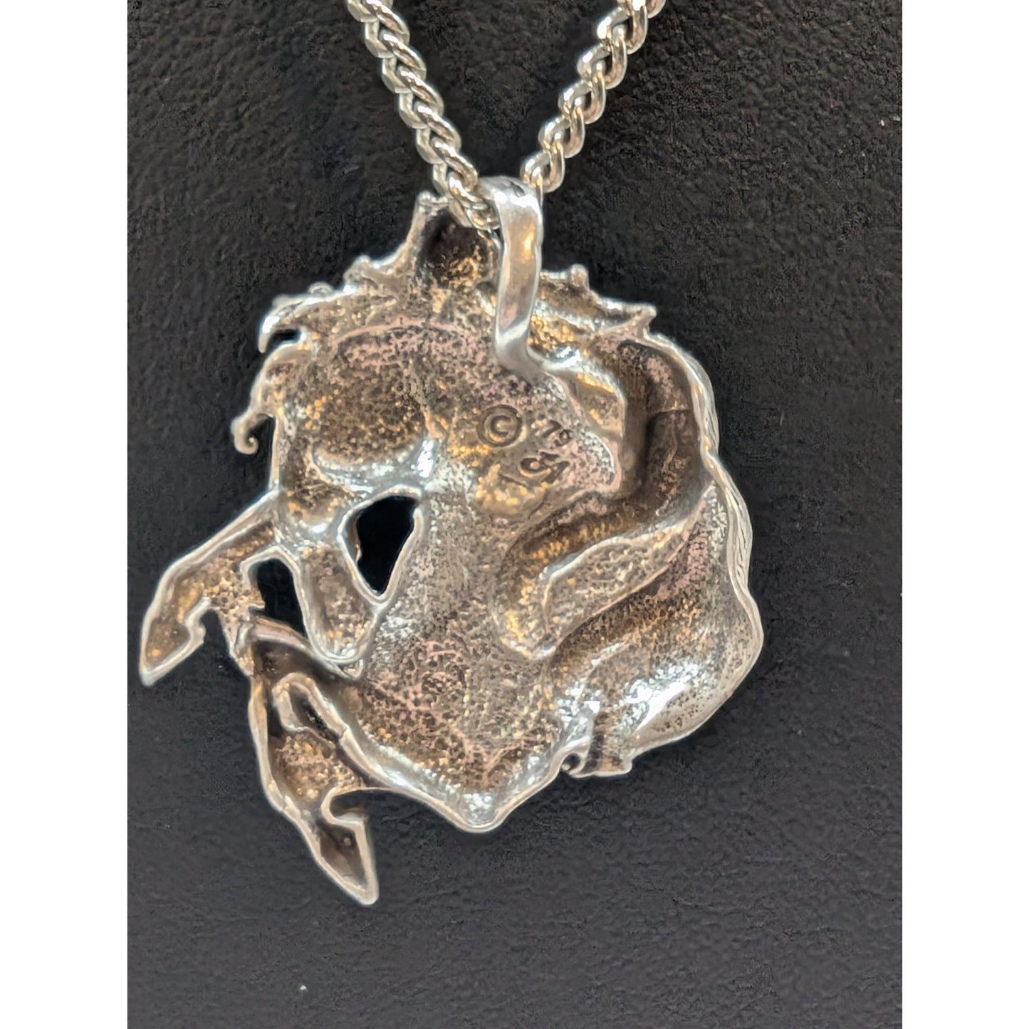 Vintage Signed Arthur Yazzie 925 Sterling Silver Handmade Horse Pendant Necklace