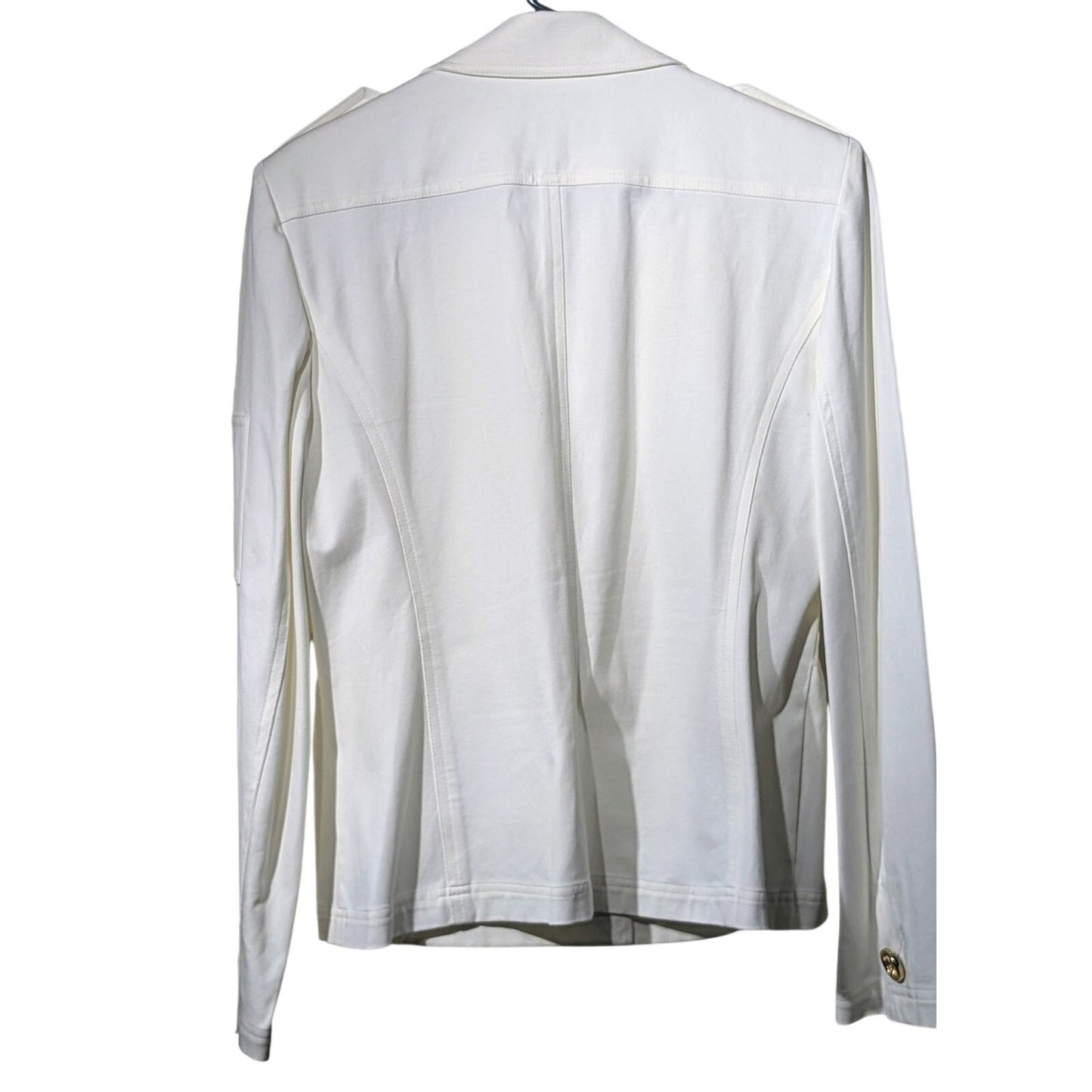 Vtg Jones New York Signature White Military Style Gold Button Jacket Sz L