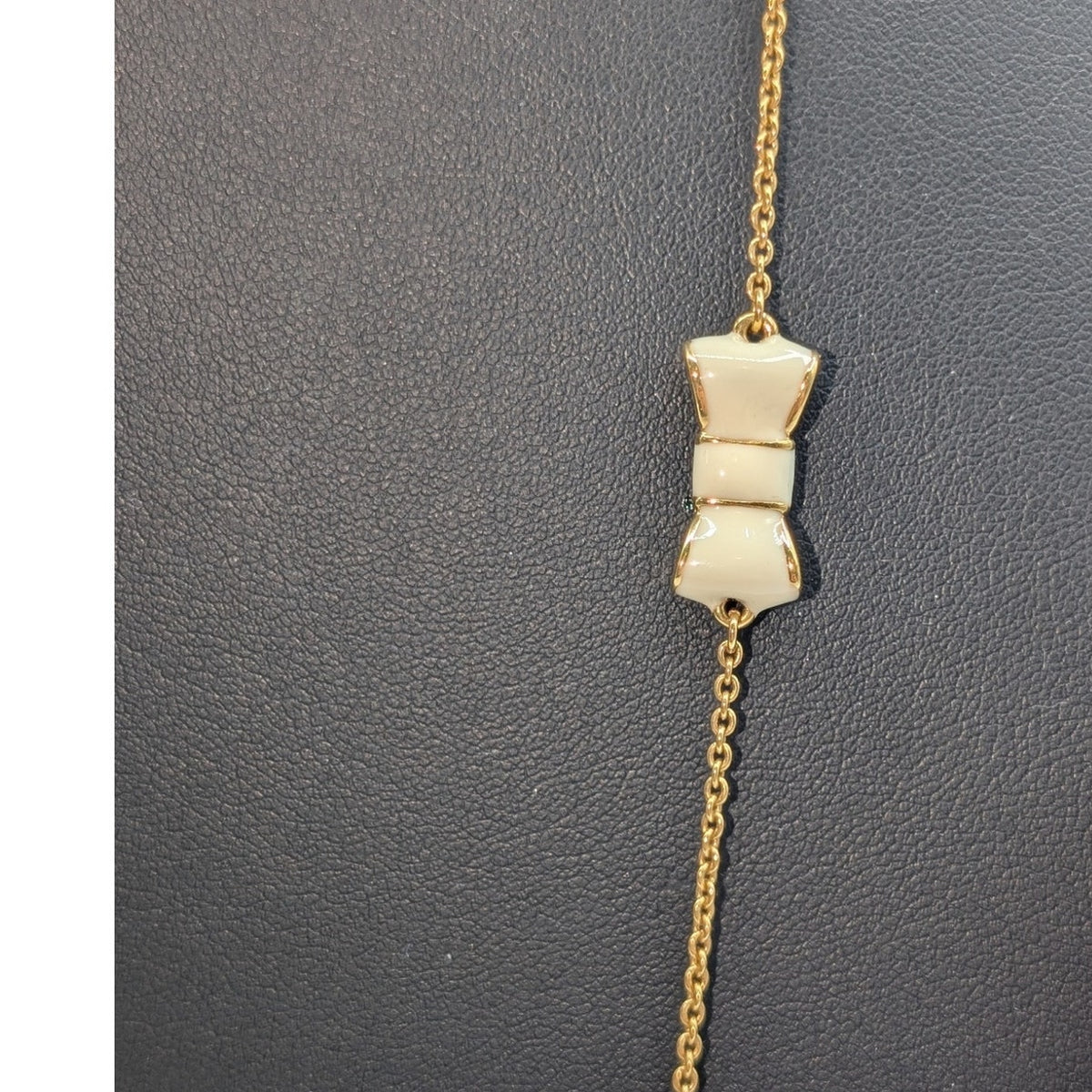 Kate Spade New York Cream Enamel Bow Gold Tone Chain 30" Necklace