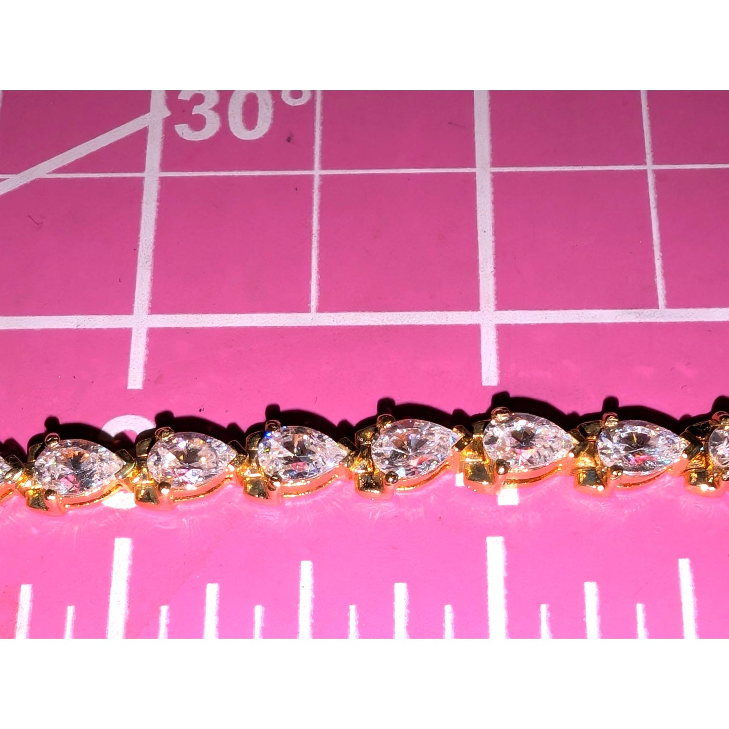 925 Sterling Vermeil Teardrop CZ Tennis Bracelet