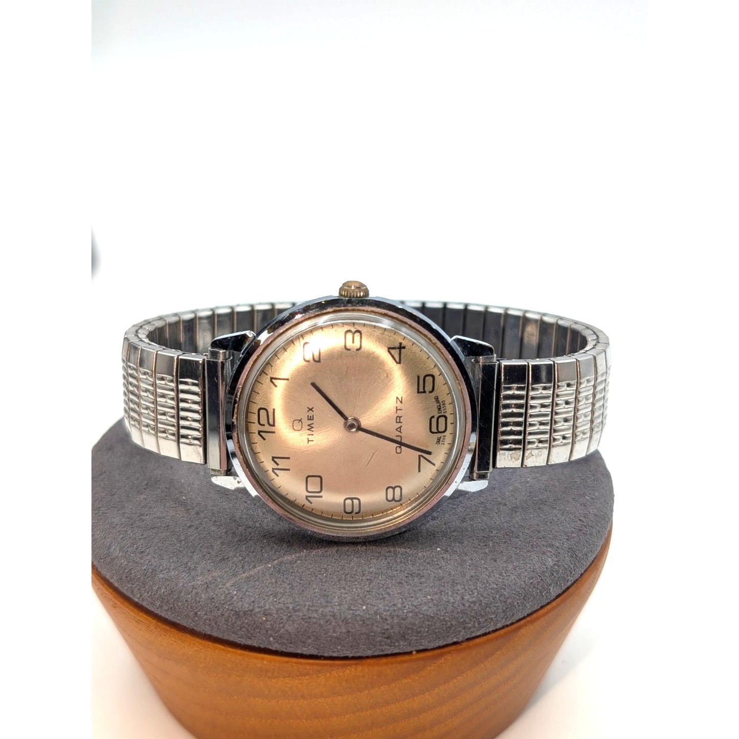 Vtg 1980 Timex Q Stainless Steel H Cell 57119 England  05580 Signed Quartz Watch