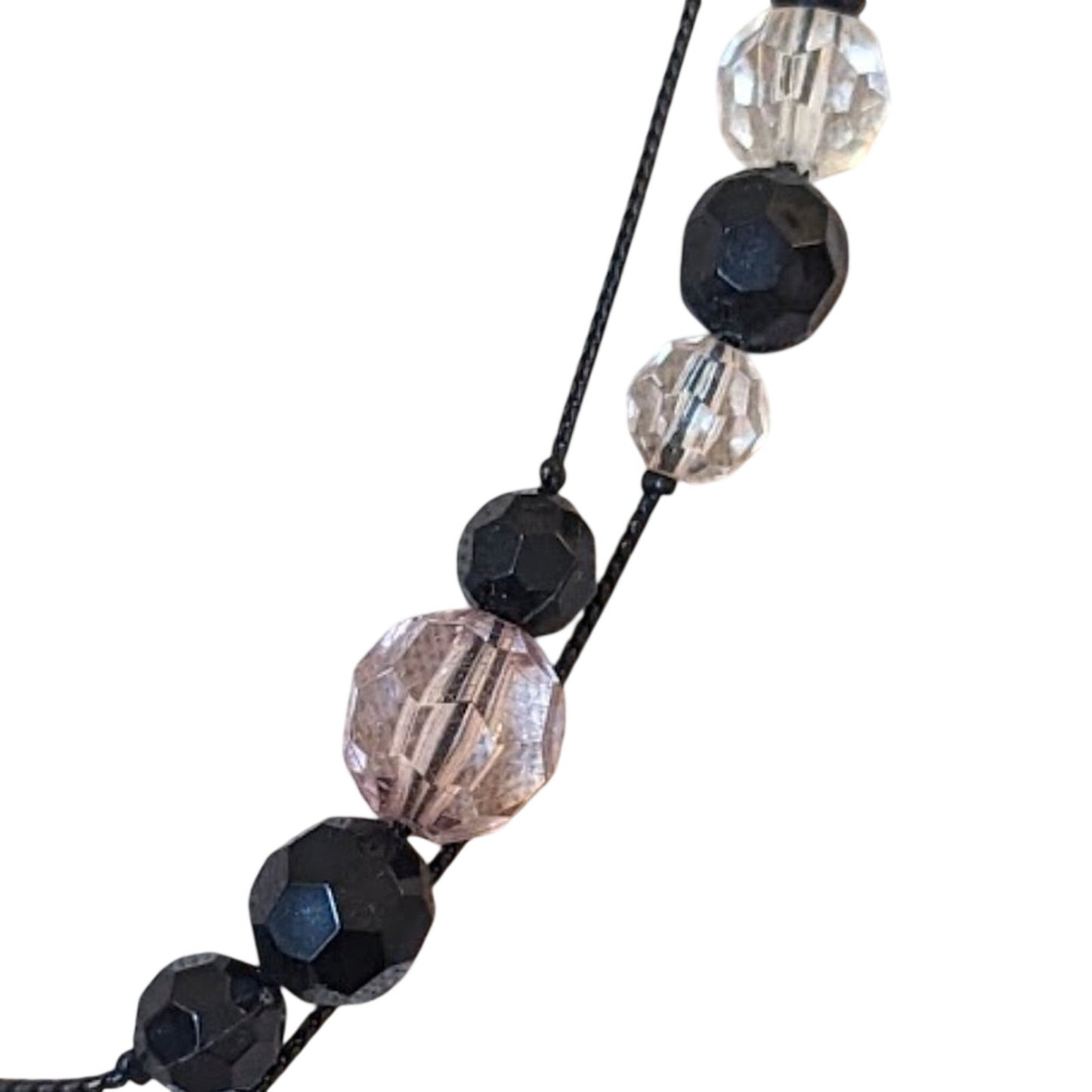 Black, Clear, Pink Faceted Acrylic Black Chain Necklace