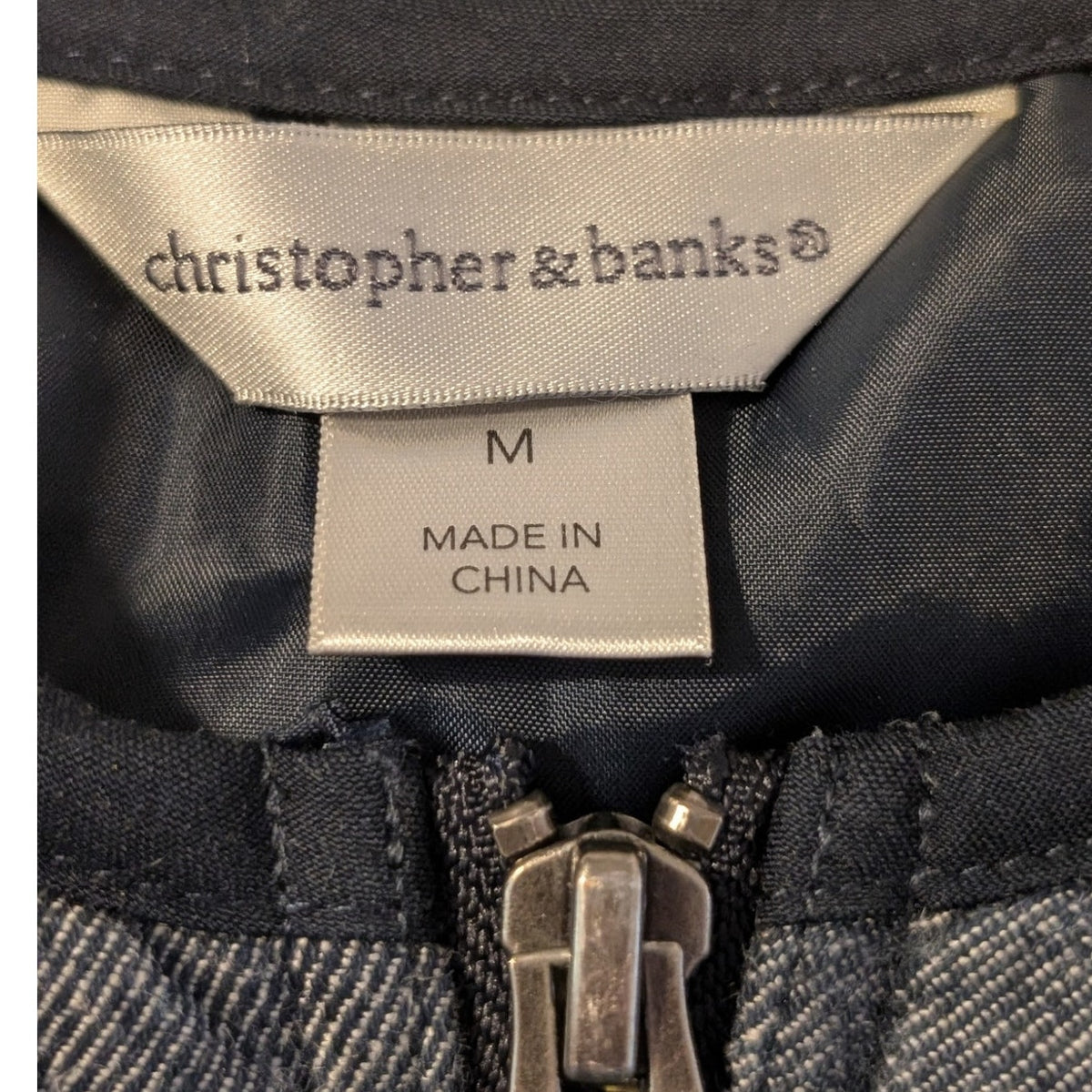 Christopher & Banks Front Zip Puff Denim Look Vest Womens' Size M