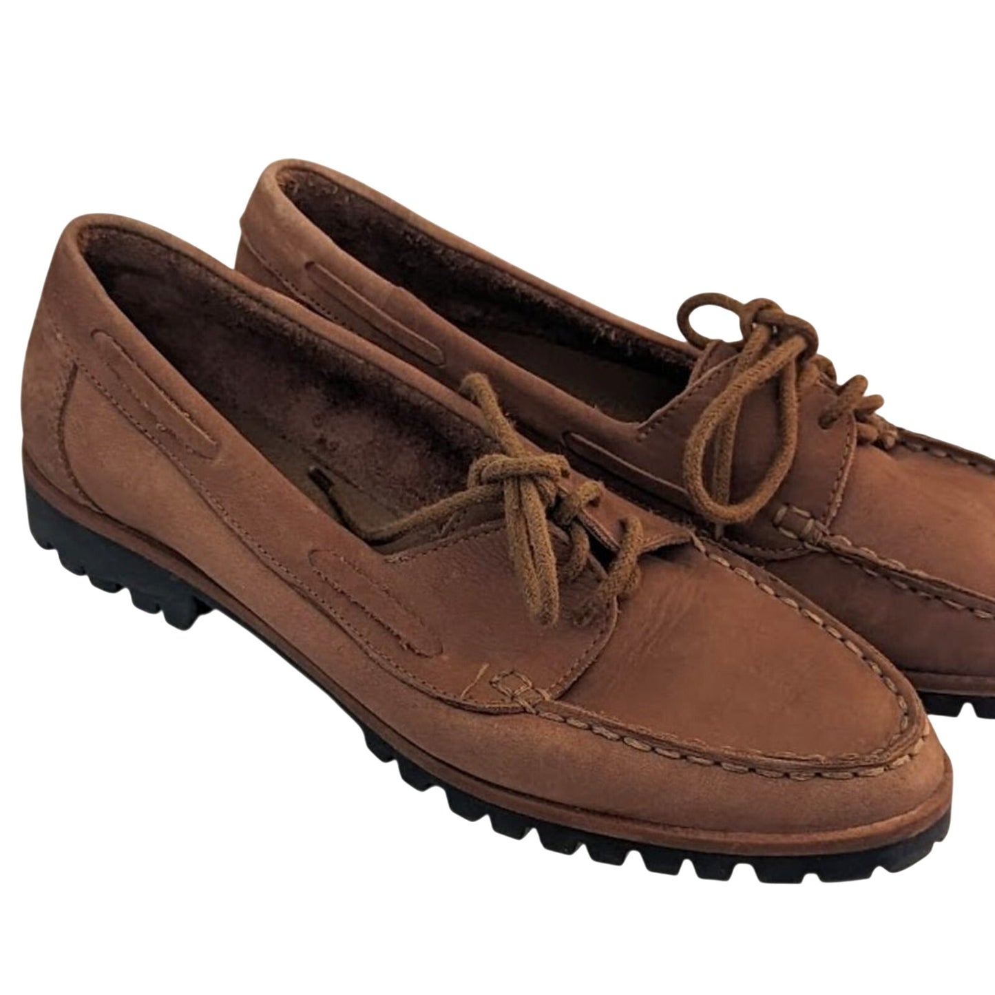 Ellemenno Women's Brown Leather Lace Up Loafer Size 9M
