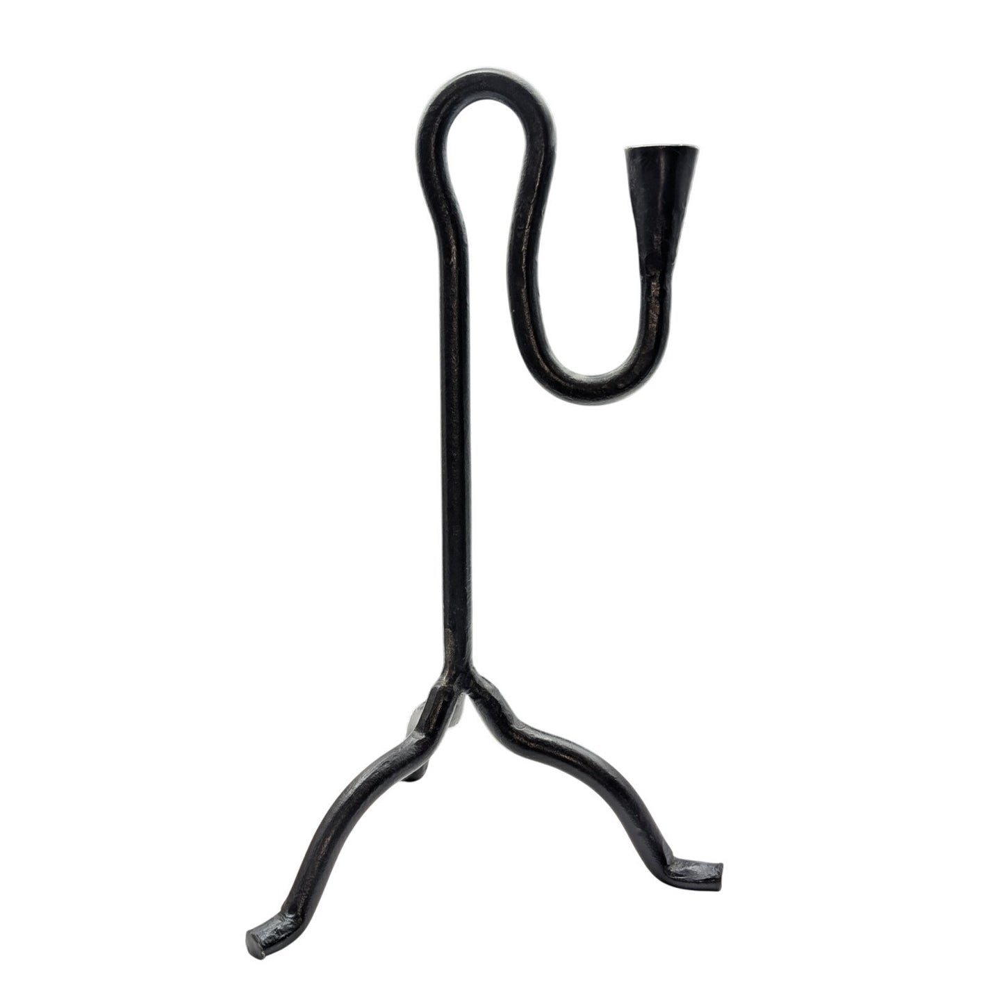 Hand Forged Wrought Iron Blacksmith Made Mid-Century Modern Candlestick Holder