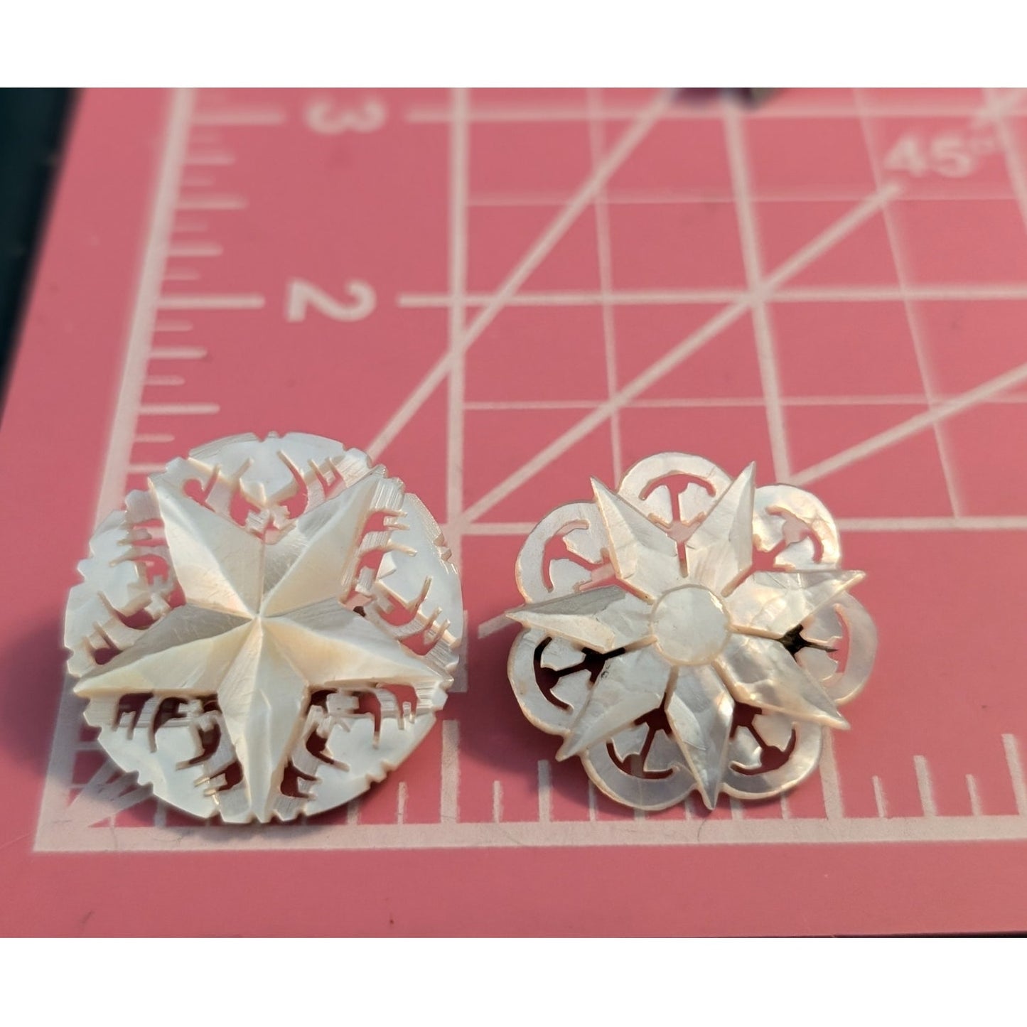 Antique Mother of Pearl Star of Bethlehem Made in Bethlehem & 7 Point Star Pins
