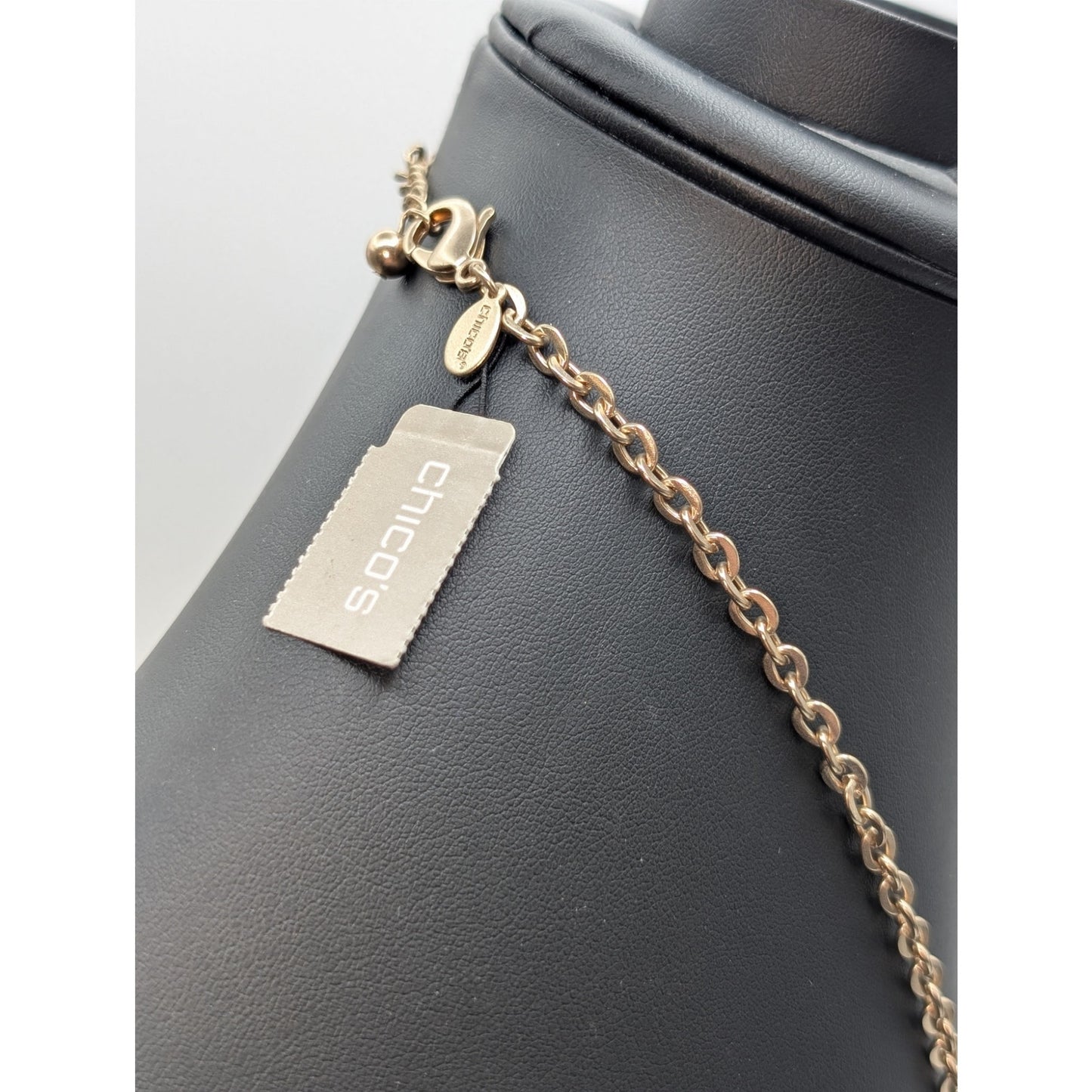 Chico's Monica Gold Tone Chain & Orange Teardrop Pendant 18"-22" Necklace NWT