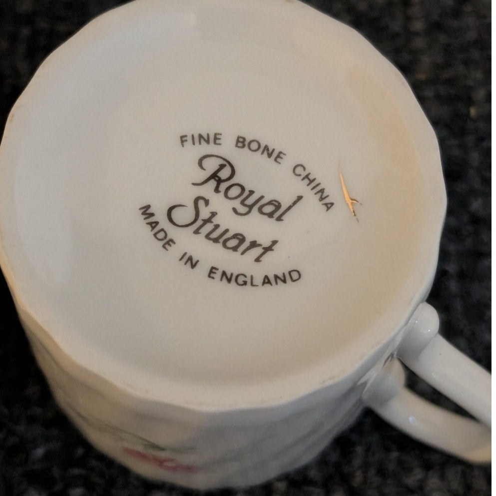 Vintage Royal Stuart Fine Bone China Tea Cup Saucer Floral England