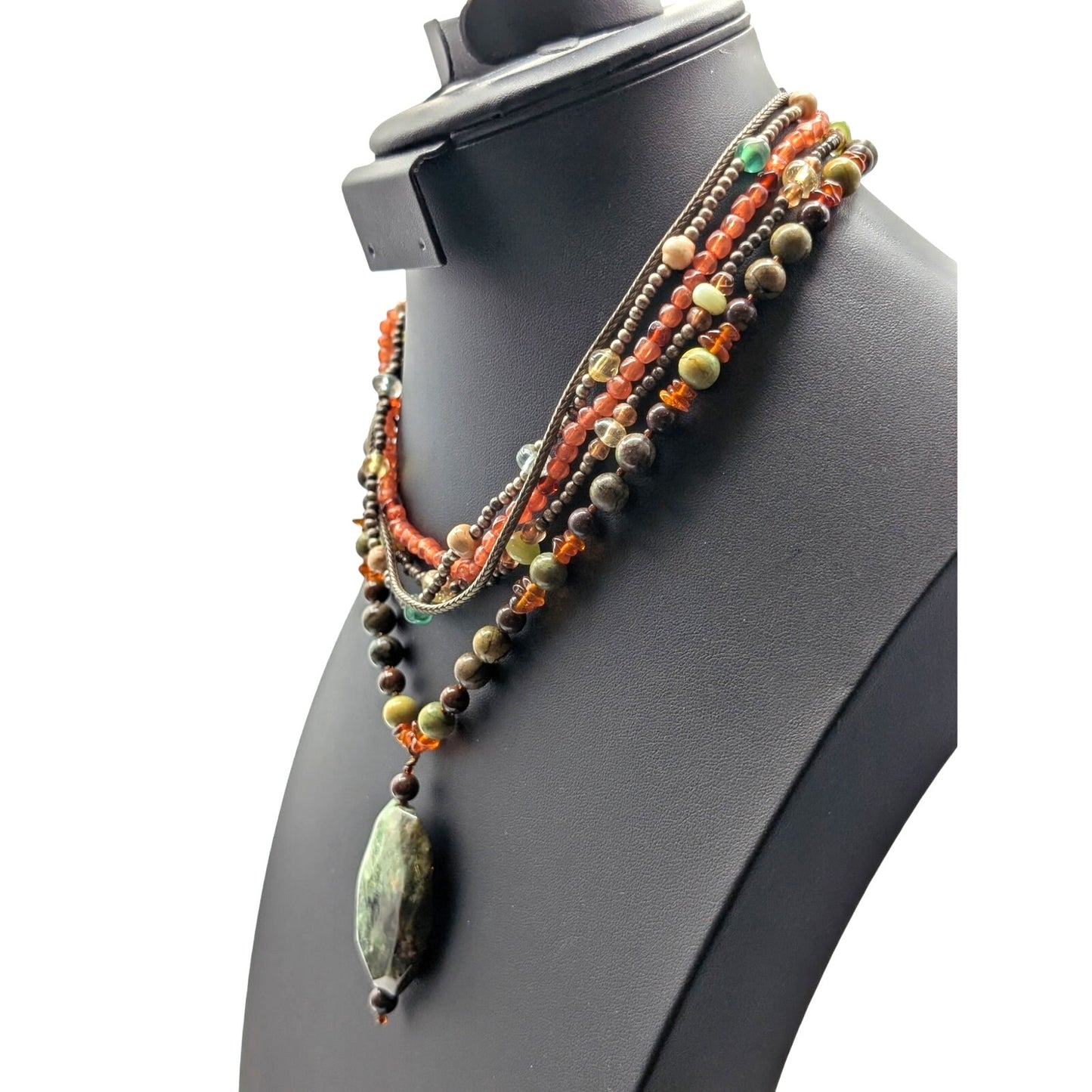 Lot of Two Boho Glass & Stone Bead Necklaces