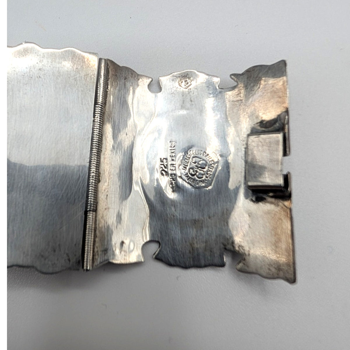 Vtg 30s-40s Los Ballesteros Taxco Sterling Silver Mexican Hinged Panel Bracelet