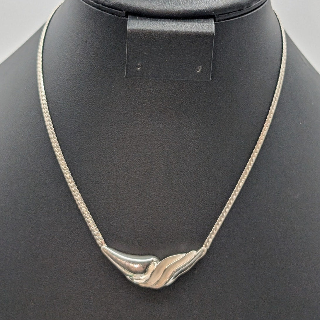 Vtg 925 Sterling Fluted Collier 16.5" Necklace by Jens Aagaard Denmark Designer