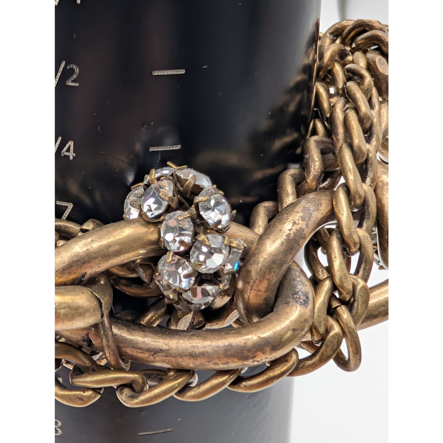 J.Crew Brass Plated Chunky Twisted Chain Link Clear Rhinestone Bracelet