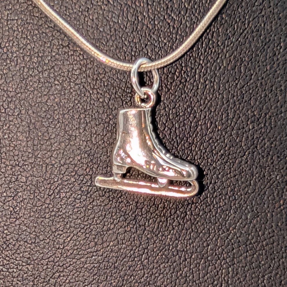 Figure Skating Charm Pendant 925 Sterling Silver 17.5" Snake Chain Necklace