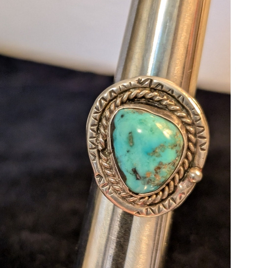 Vintage 925 Sterling Silver Native American Turquoise Ring Size 5.25