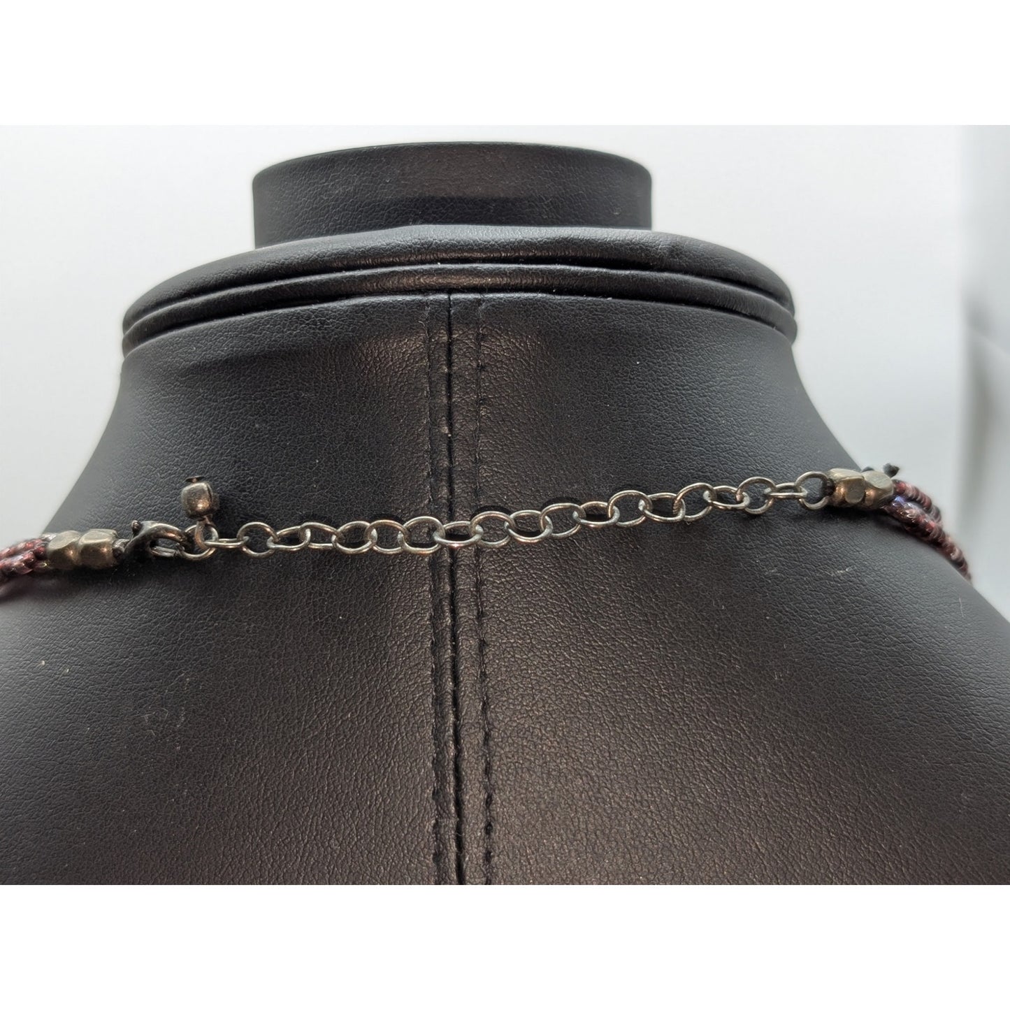 Purple Glass Bead Multi-Strand Tassel Fringe 24"-26.5" Necklace