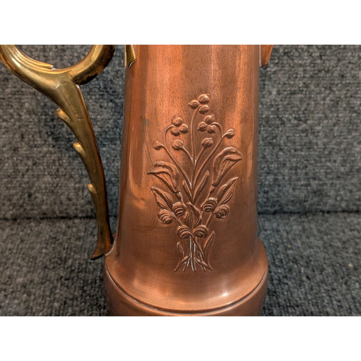 Antique Signed GBN Gebrüder Bing Nürnberg Art Nouveau Copper & Brass Claret Jug