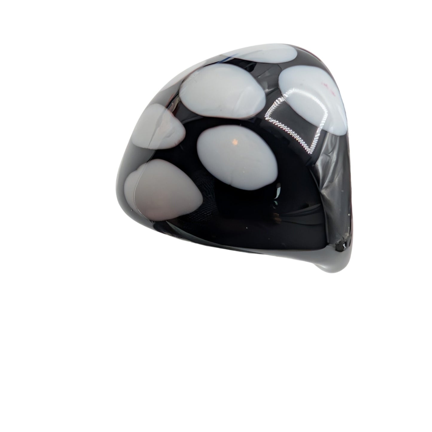 Chunky Black Polka Dot Lampwork Glass Dome Ring Size 6