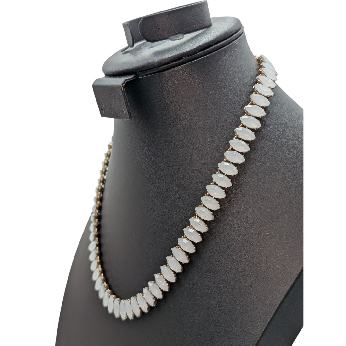 Vintage Marquis Opalish Crystal Rhinestone Gold Tone 17"-20" Necklace