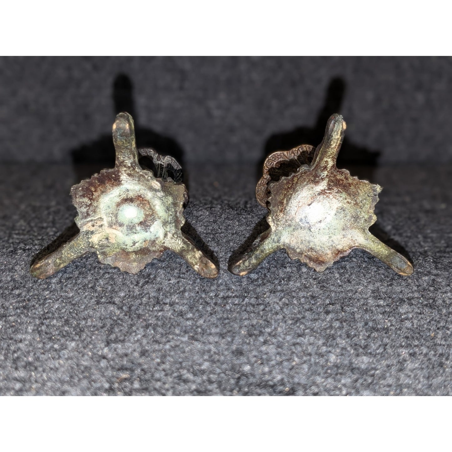 Vintage/Antique Pr. French Gilt Bronze Metal Patina Petite Candle Holders