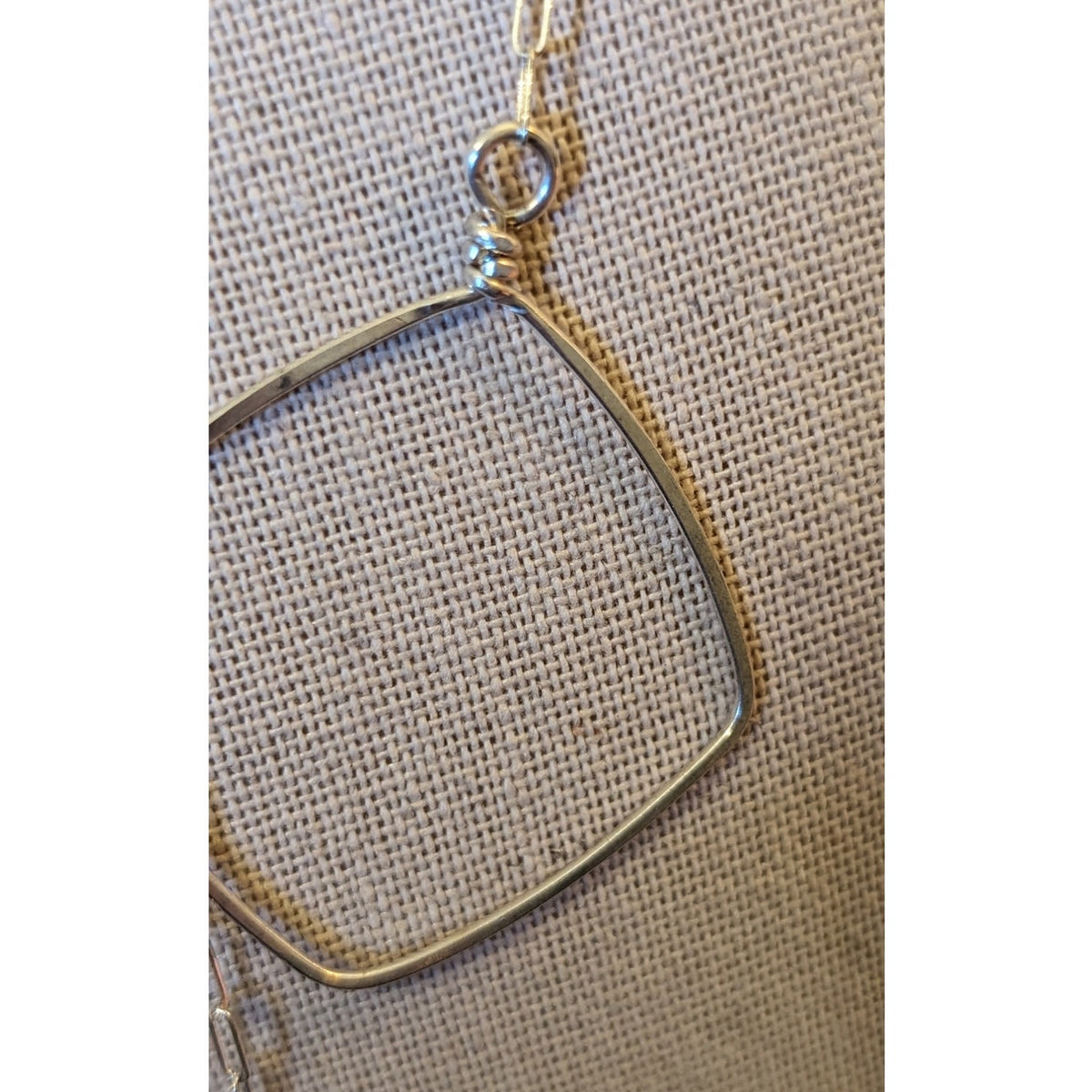 VTG 1.25" Medium Silver Forged Double Diamond/Square 22" Lariat Necklace