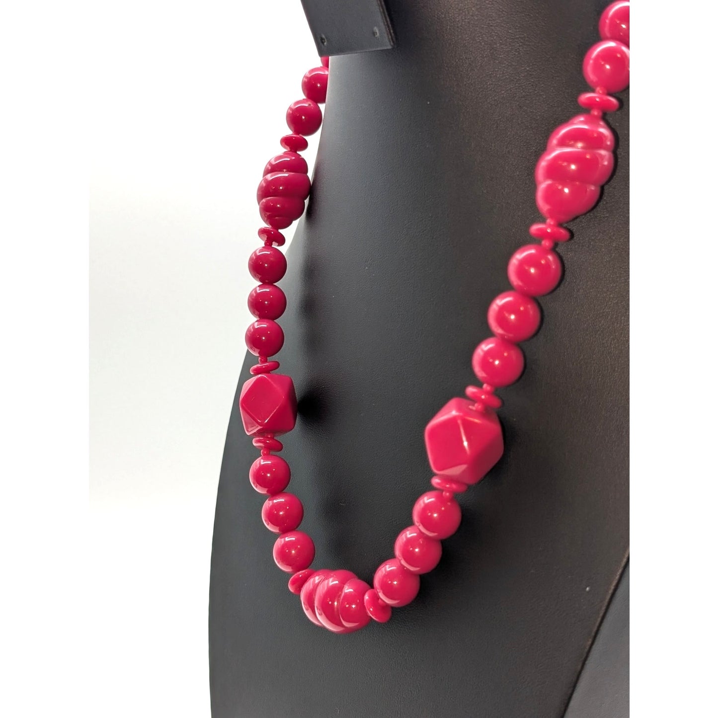 Vintage Pink Multi-Shape Acrylic Beaded 22" Necklace