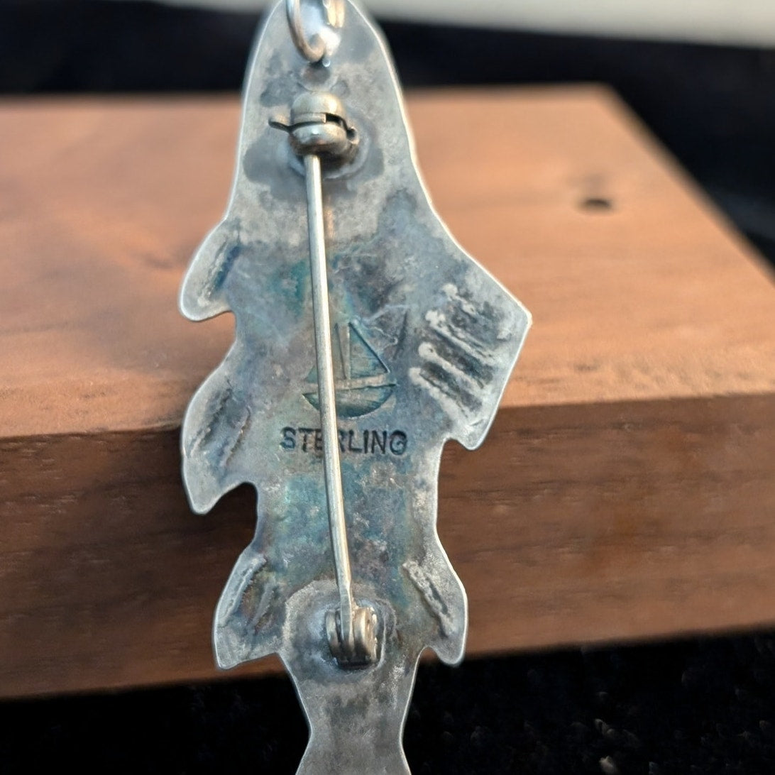 Artisan LCF Catherine McElroy Whimsical Sterling & Amethyst Fish Pendant/Brooch