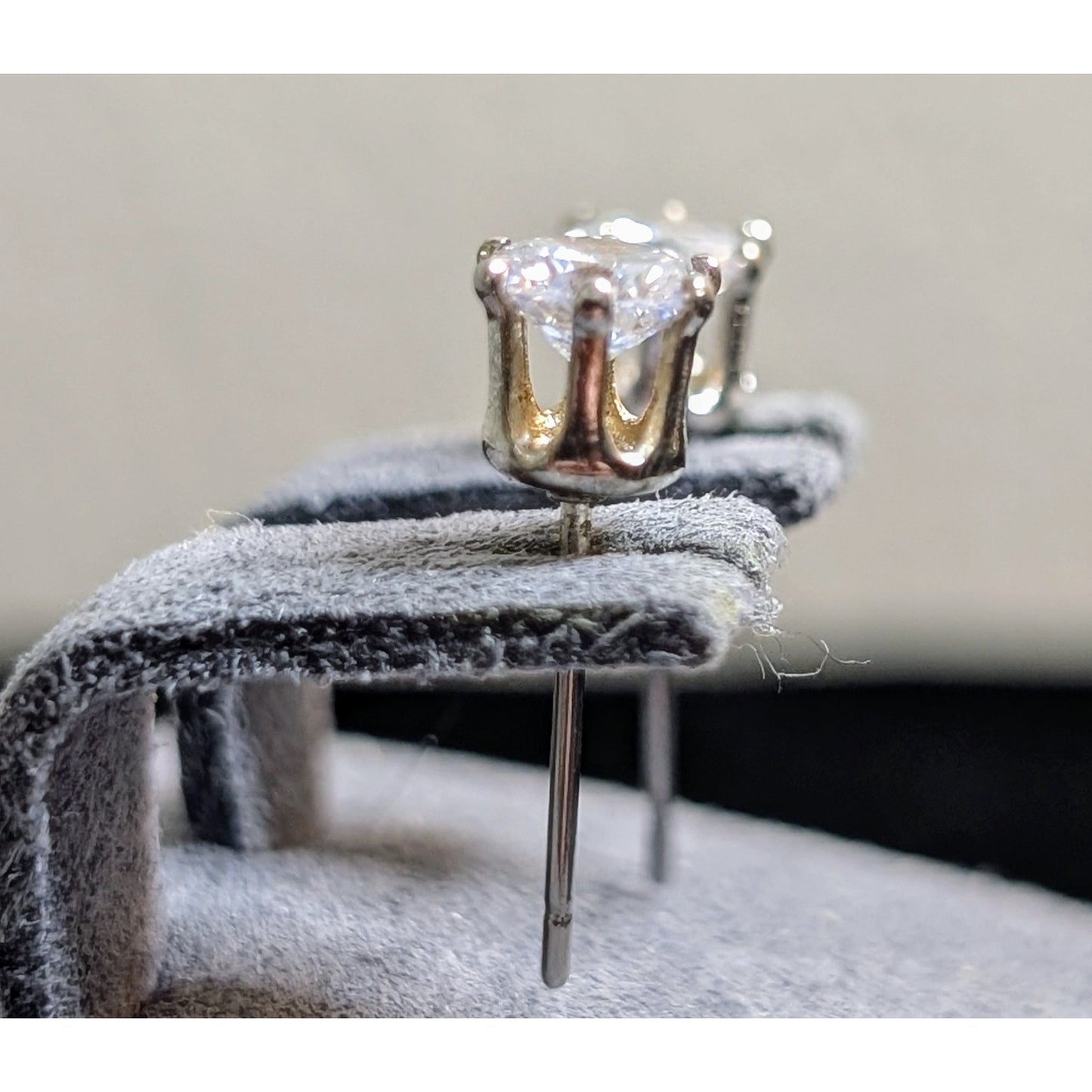 Silver Tone CZ Six Prong Stud Earrings