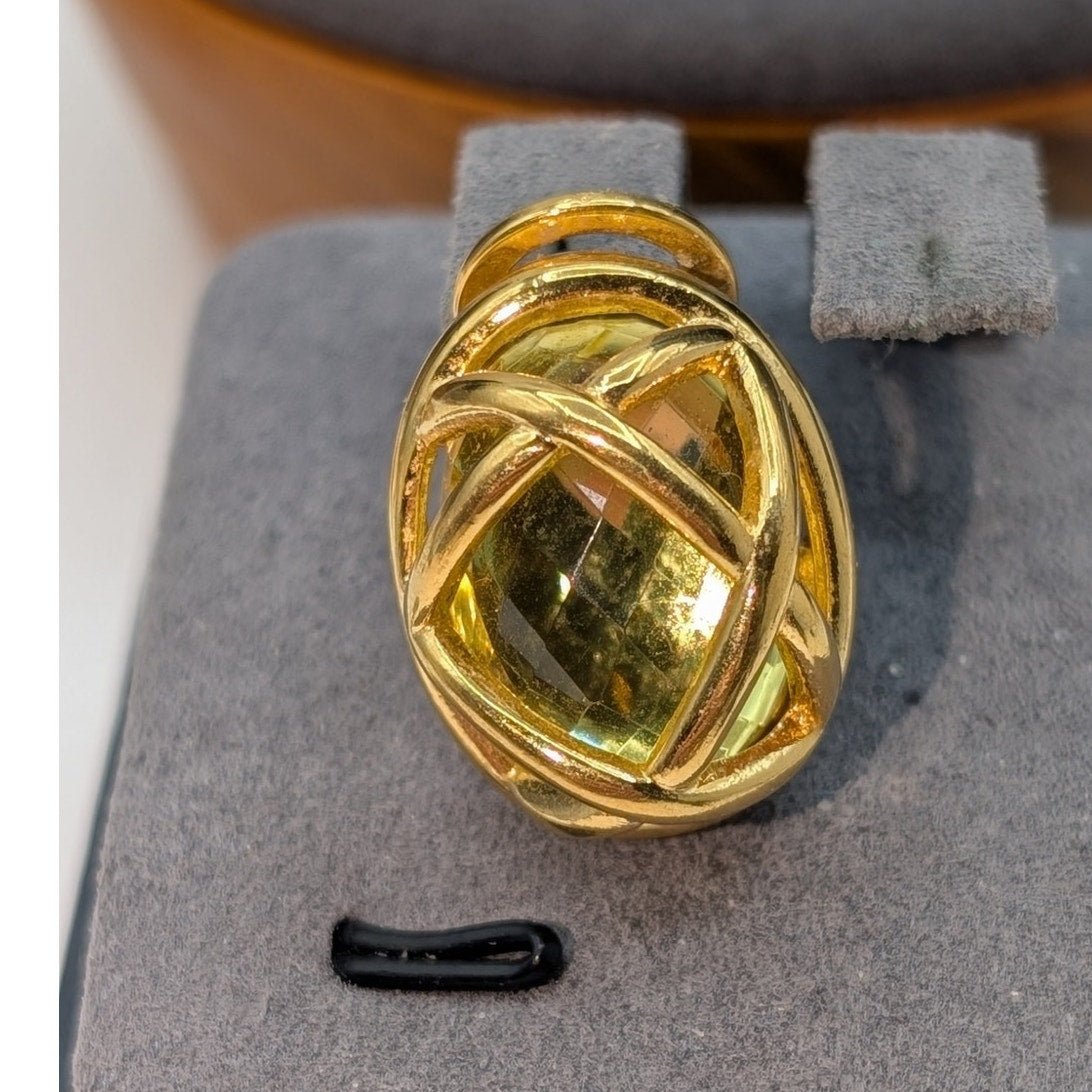 Single Vintage Joan Rivers Signed Faux Citrine Rhinestone Pierced Earring