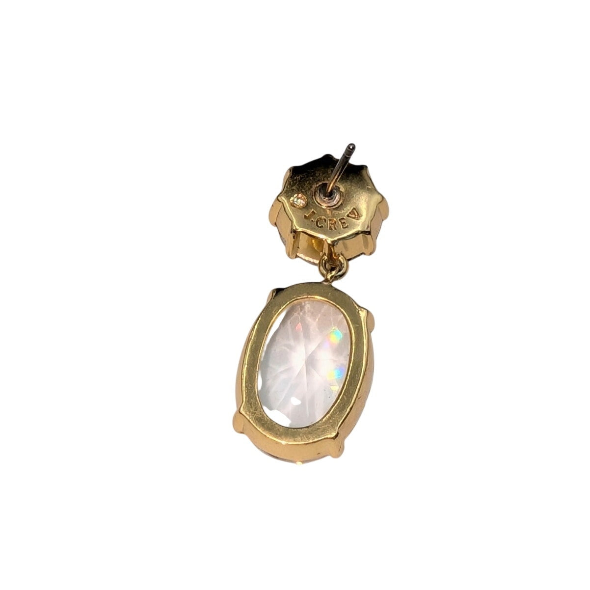 J.Crew Oval Shaped Faceted Cubic Zirconia Stone Gold Tone Drop Earrings