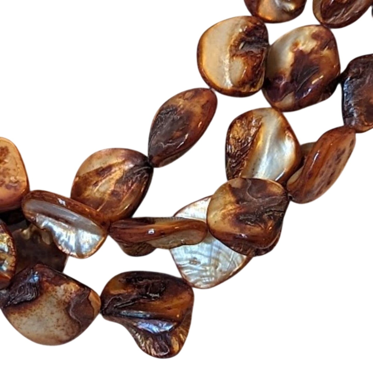 Triple Strand Amber Color Mother of Pearl Shell Necklace