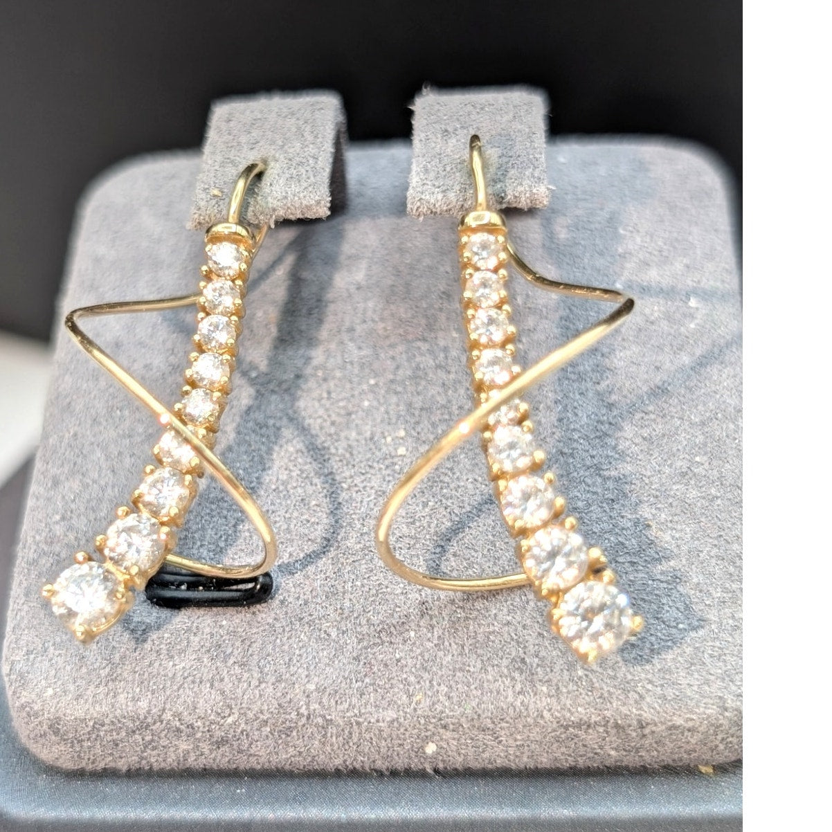 VTG 1-3/4 Carats Graduating Cubic Zirconia Earspirals 14K Yellow Gold Earrings